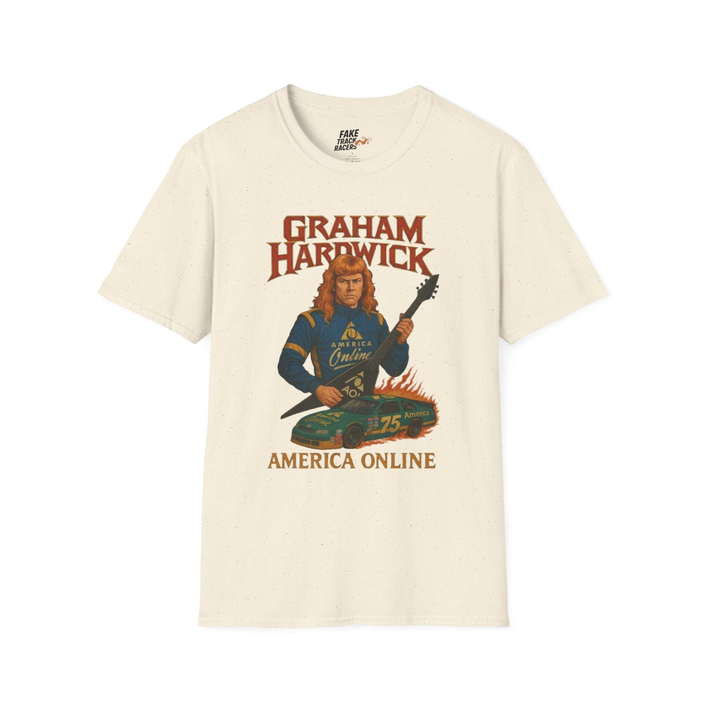 Vintage Style 90s Racing Tee Shirt GRAHAM HARDWICK AOL Fake Track Racers