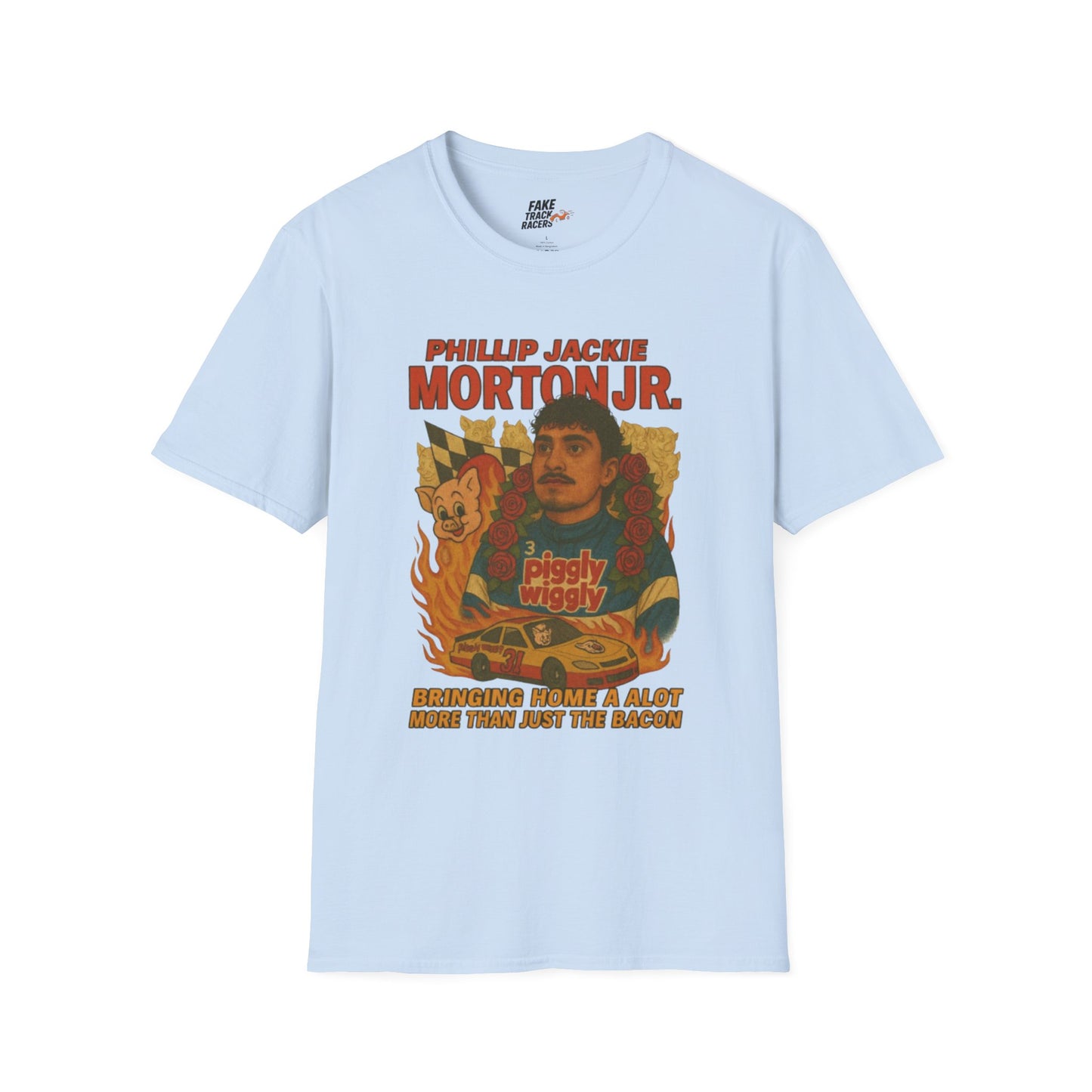 Vintage Style 90s Racing Tee Shirt PHILLIP JACKIE MORTON JR PW Fake Track Racers