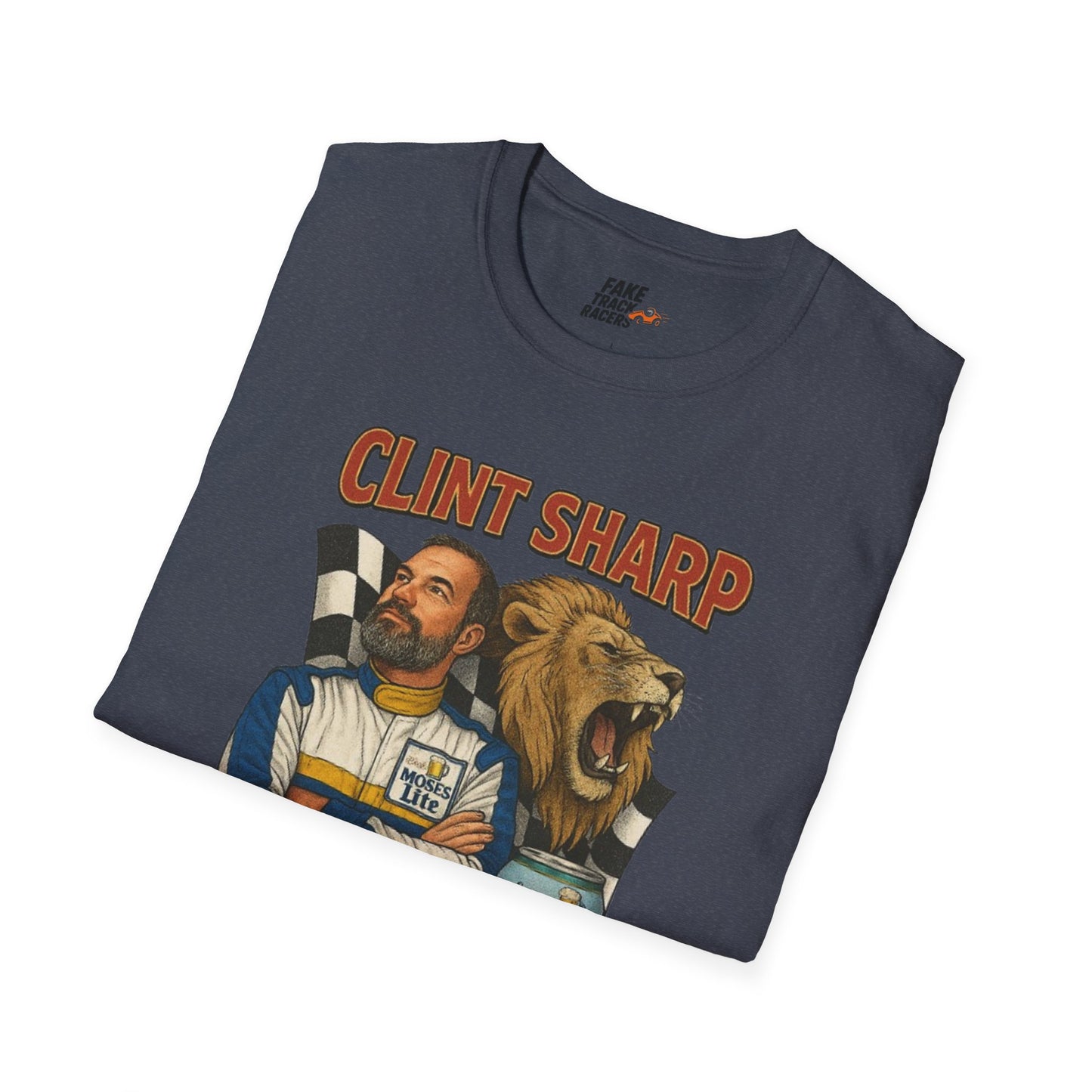 Vintage Style 90s Racing Tee Shirt CLINT SHARP MOSES LITE Fake Track Racers