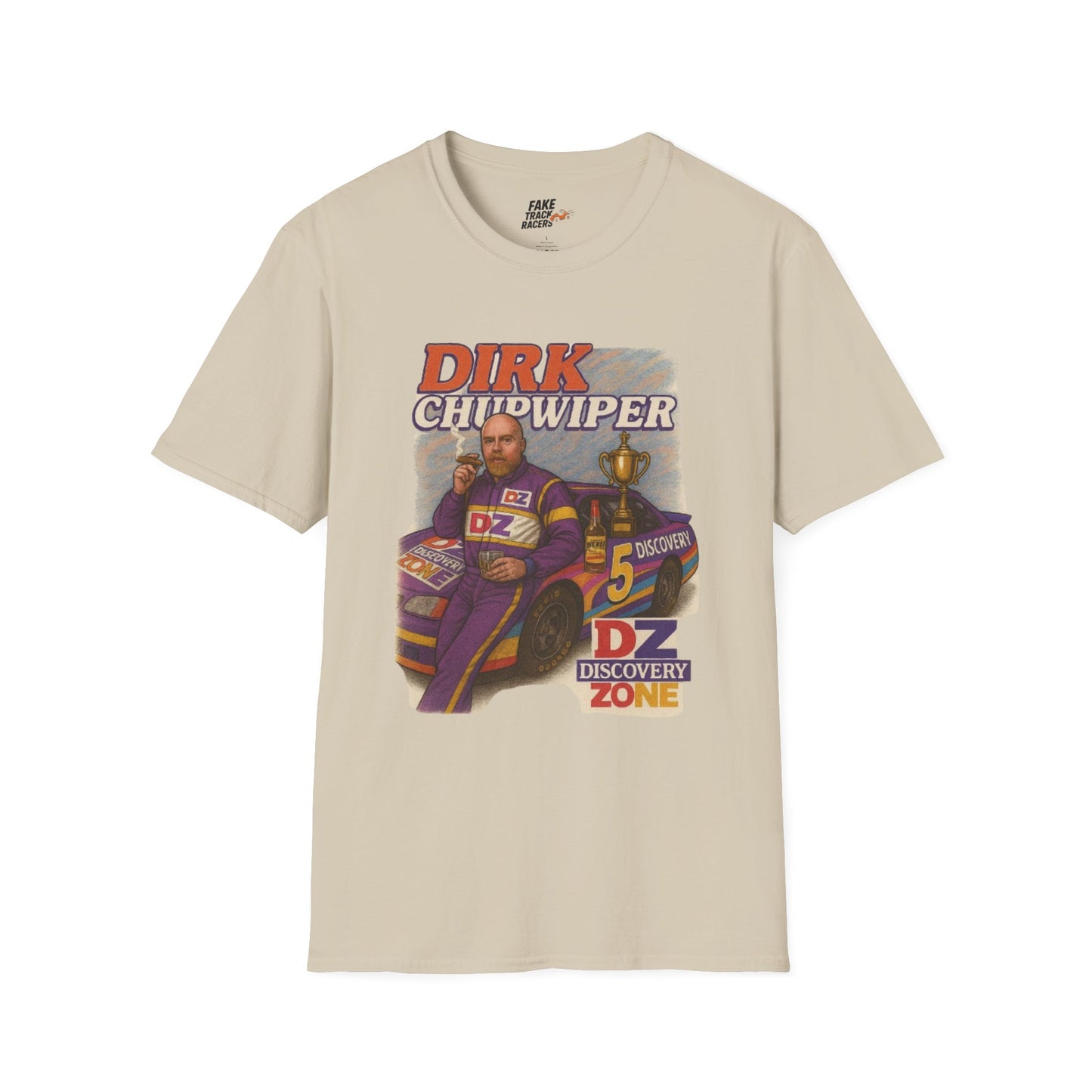 Vintage Style 90s Racing Tee DIRK CHUPWIPER DZ Fake Track Racers