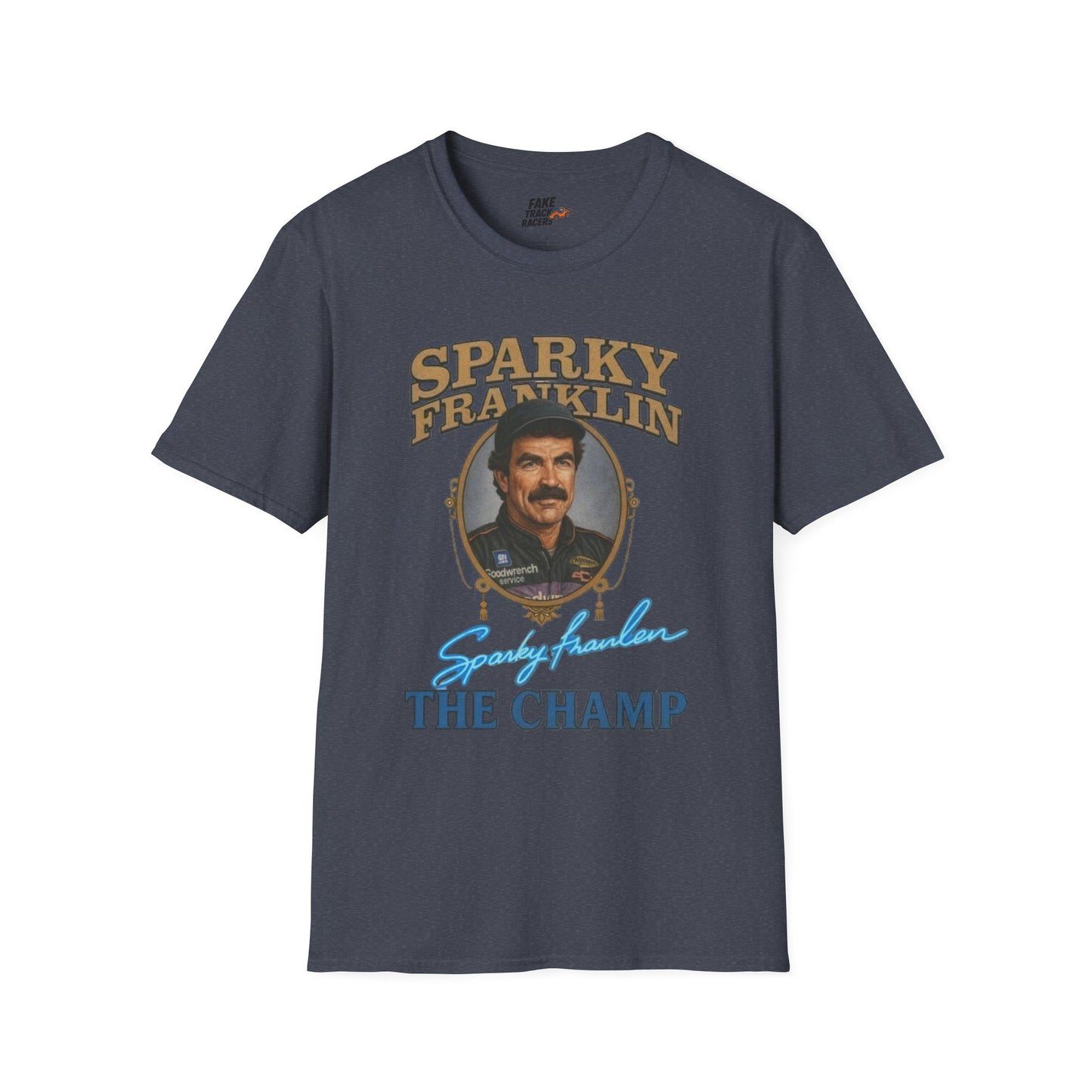 Vintage Style 90s Racing Tee Shirt SPARKY FRANKLIN OCTAVOLINE Fake Track Racers