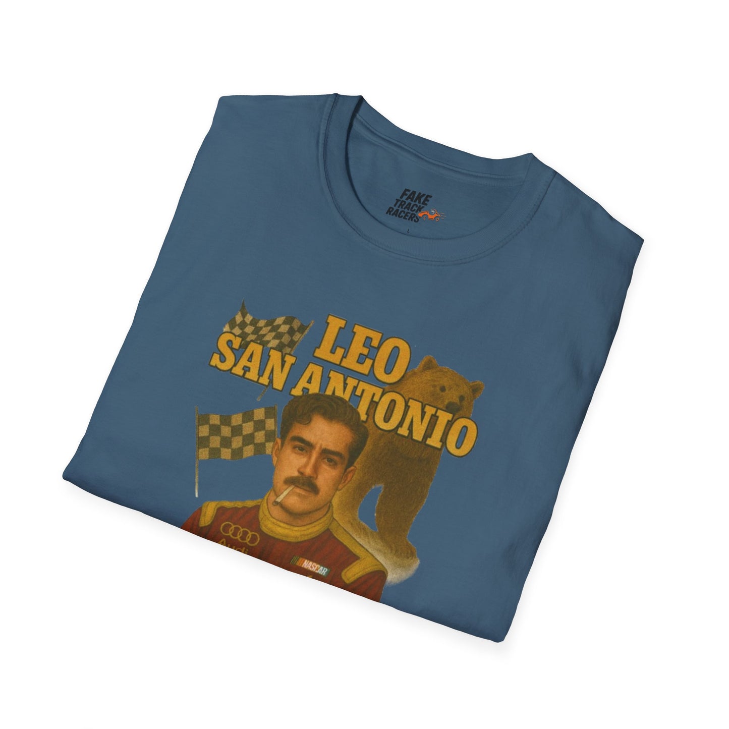 Vintage Style 90s Racing Tee Shirt LEO SAN ANTONIO Grizzly Shirt Fake Track Racers