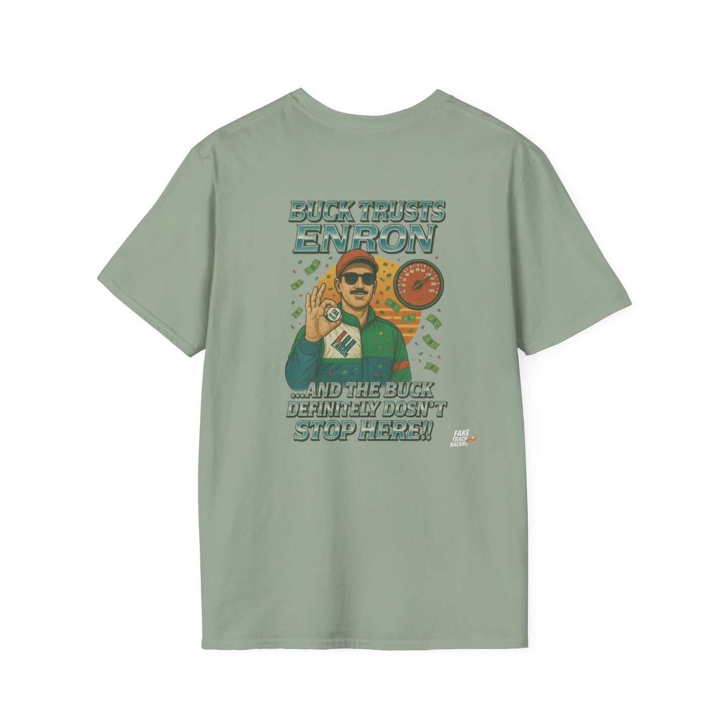 Vintage Style 90s Racing Tee Shirt BUCK BLANKENSHIP Enron Fake Track Racers