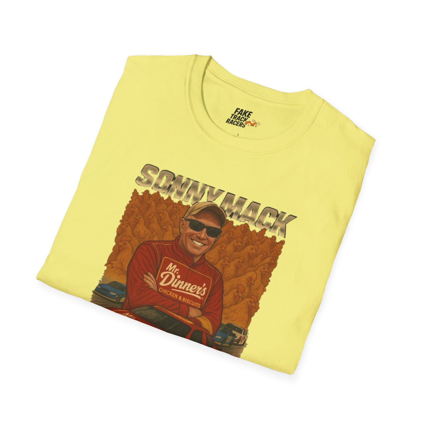 Vintage Style 90s Racing Tee Shirt SONNY MACK Mr Dinners Fake Track Racers