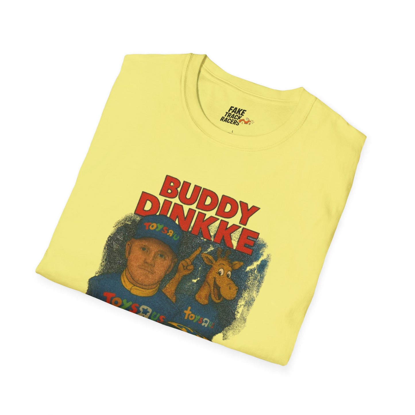 Vintage Style 90s Racing Tee Shirt BUDDY DINKKE Toys R Us Shirt Fake Track Racers