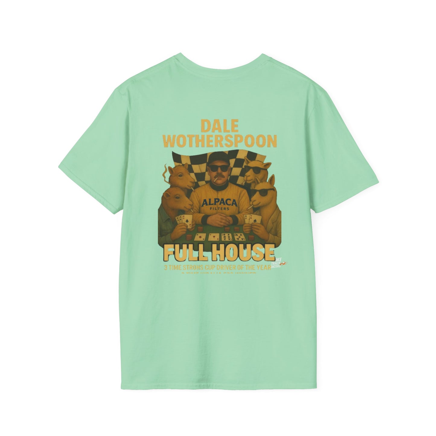 Vintage Style 90s Racing Tee Shirt DALE WOTHERSPOON Alpaca Fake Track Racers