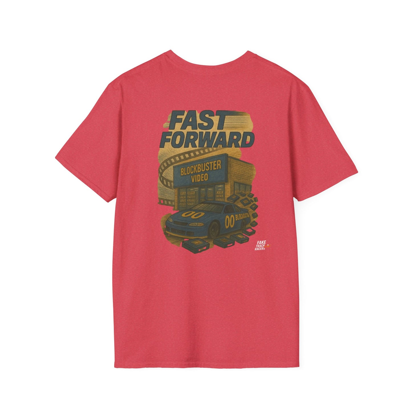 Vintage Style 90s Racing Tee Shirt DARRELL CROSBY Blockbuster Fake Track Racers