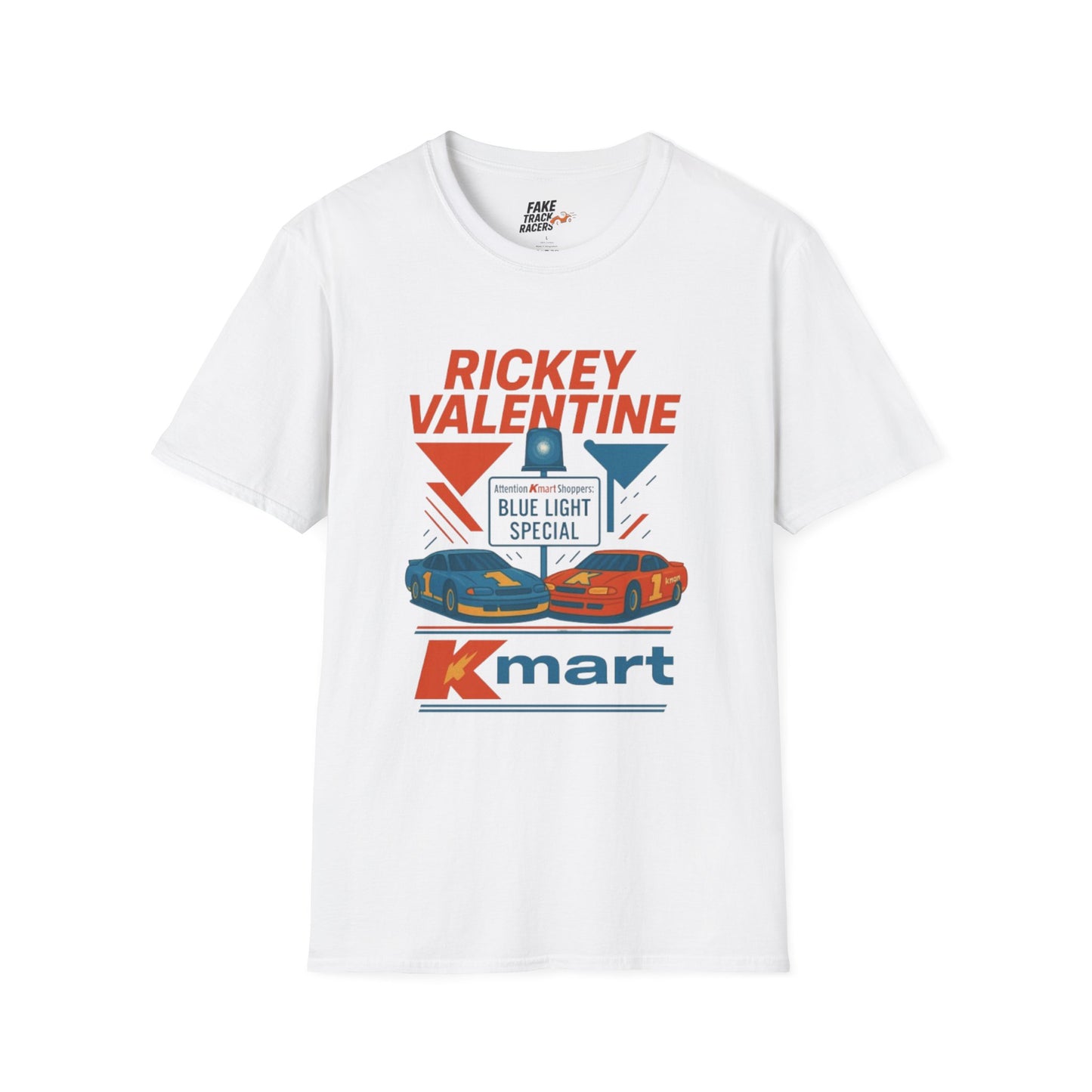 Vintage Style 90s Racing Tee Shirt RICKEY VALENTINE KMart Fake Track Racers