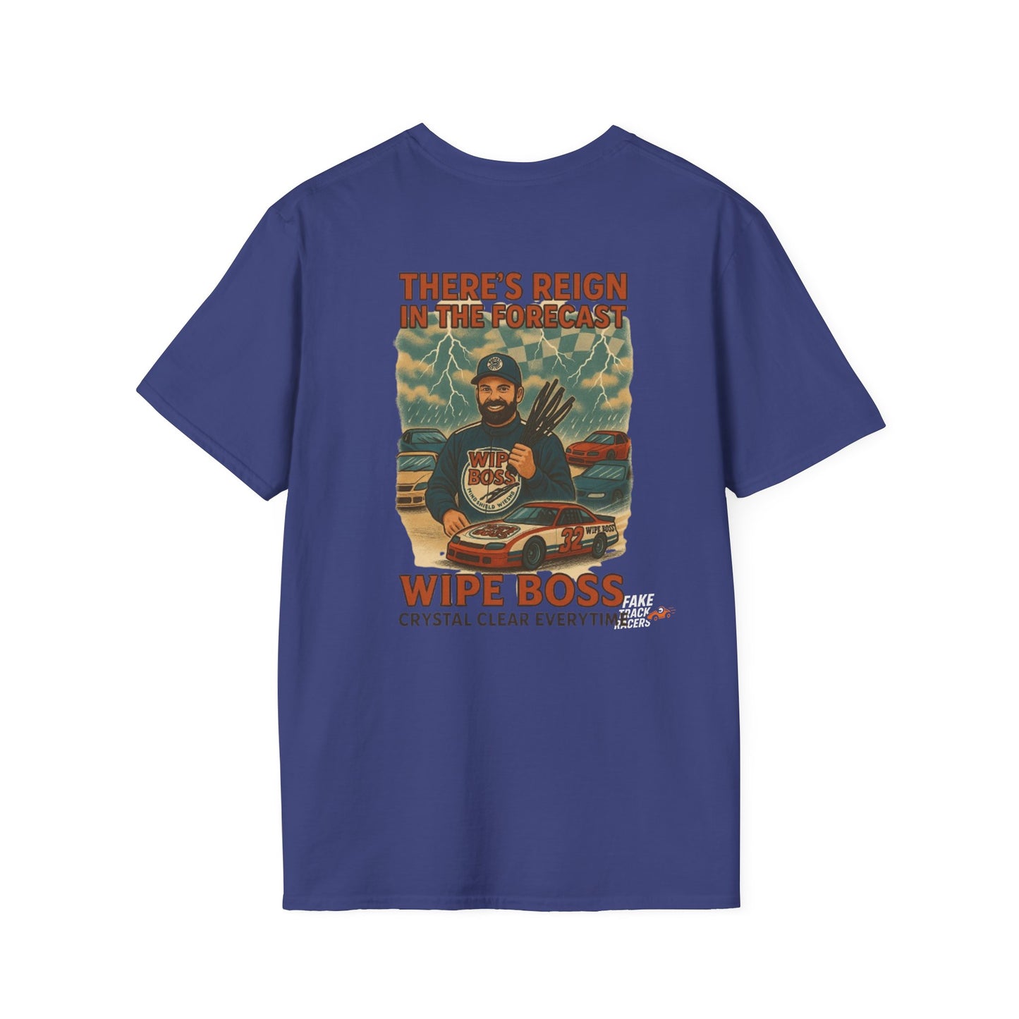 Vintage Style 90s Racing Tee Shirt STEWART STORM Wipe Boss Fake Track Racers
