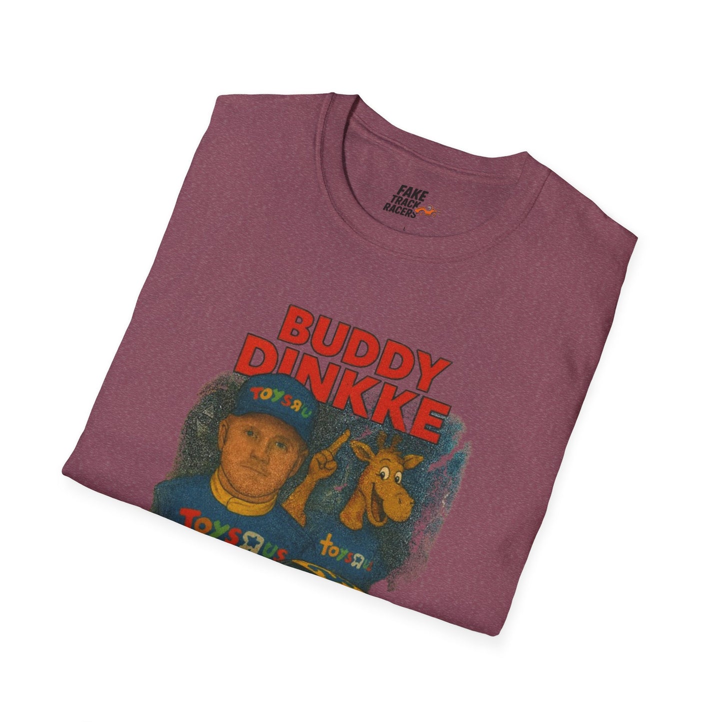 Vintage Style 90s Racing Tee Shirt BUDDY DINKKE Toys R Us Shirt Fake Track Racers