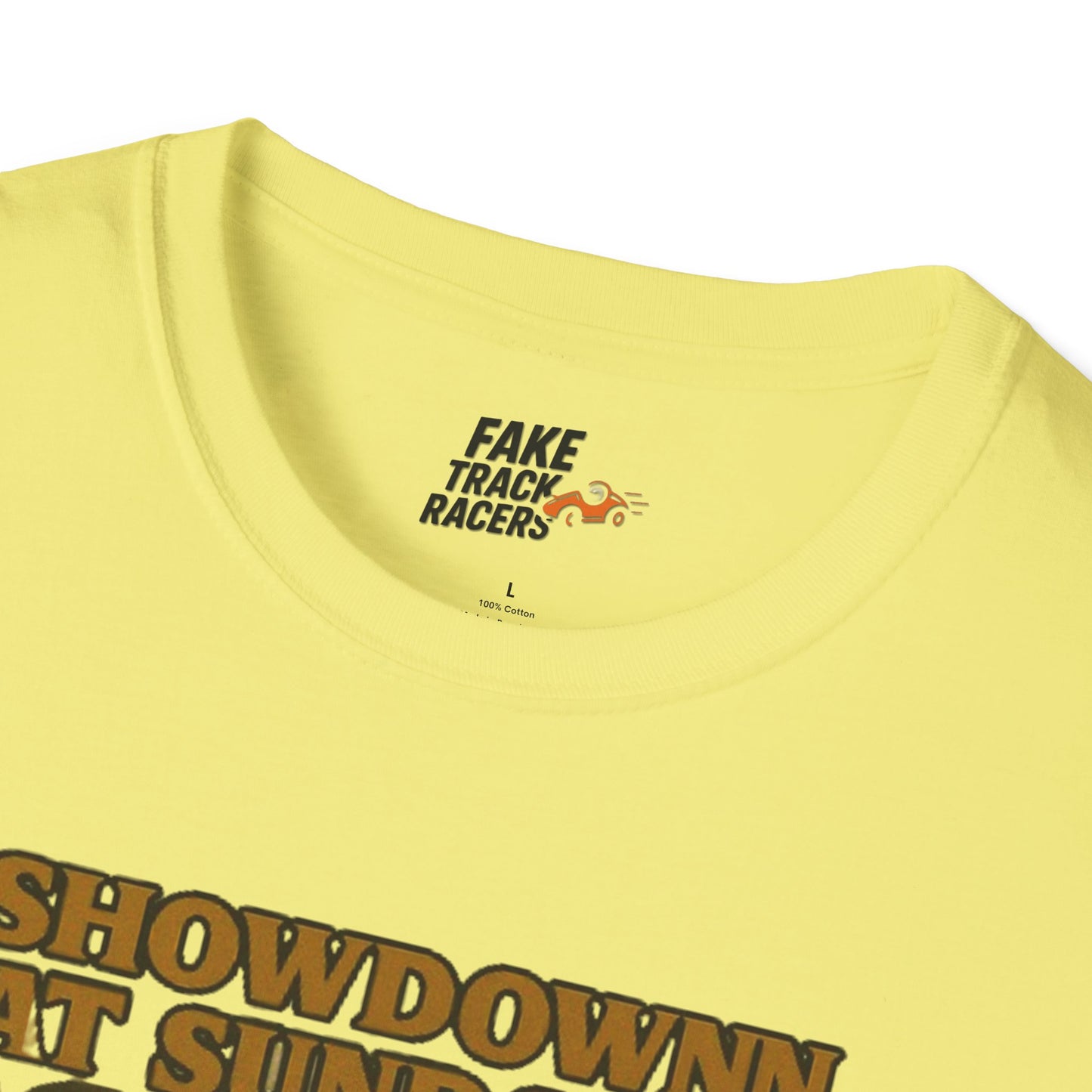 Vintage Style 90s Racing Tee Shirt SHOWDOWN AT SUNDOWN Fake Track Racers