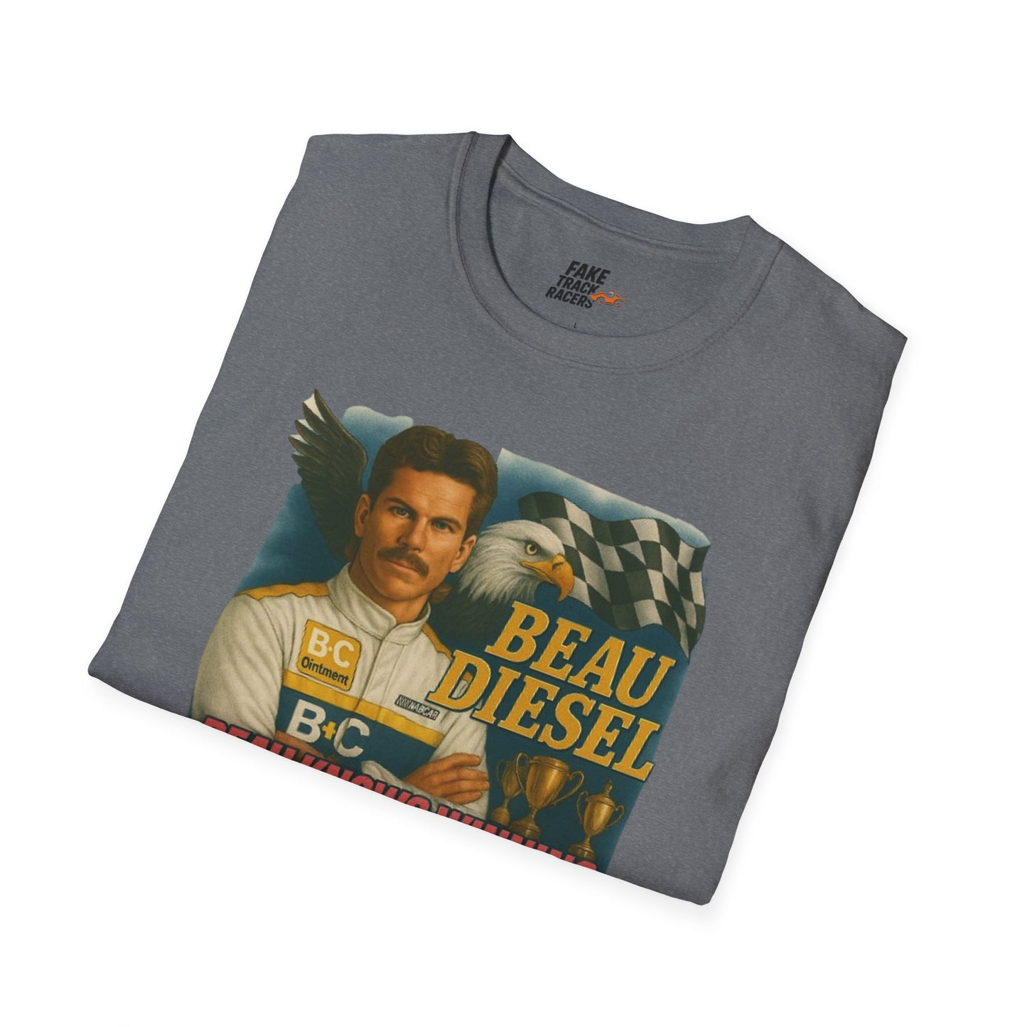 Vintage Style 90s Racing Tee Shirt BEAU DIESEL BC Fake Track Racers