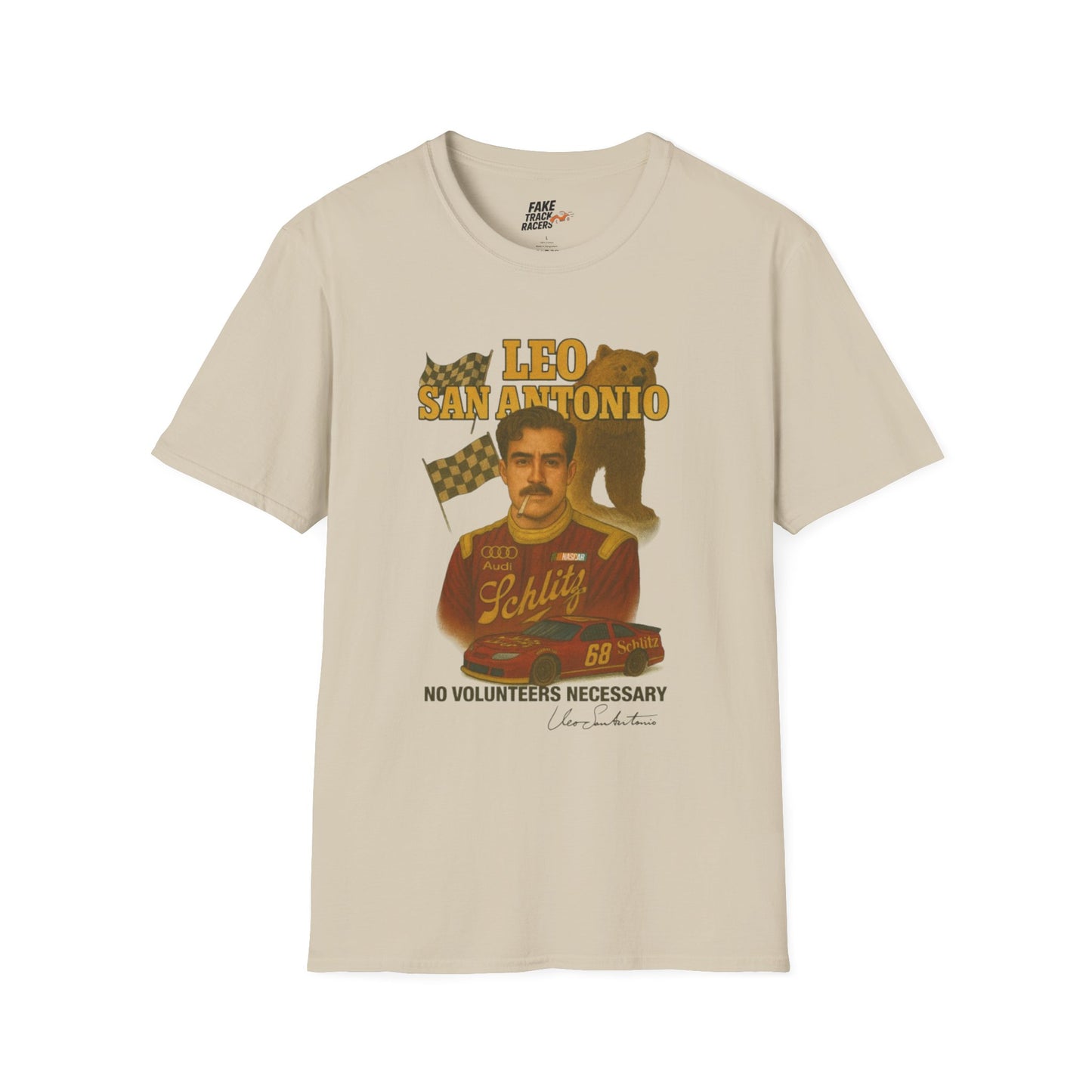 Vintage Style 90s Racing Tee Shirt LEO SAN ANTONIO Grizzly Shirt Fake Track Racers
