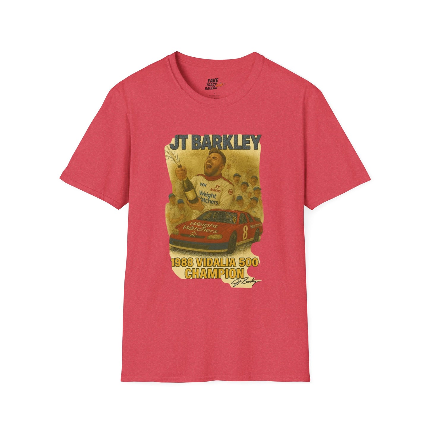 Vintage Style 90s Racing Tee Shirt JT BARKLEY Champion Shirt Fake Track Racers