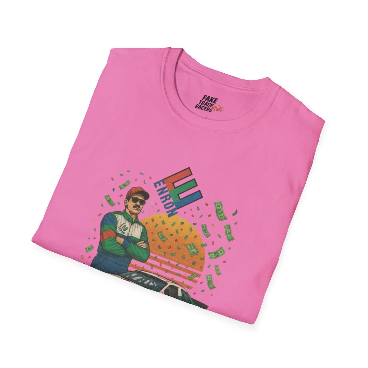 Vintage Style 90s Racing Tee Shirt BUCK BLANKENSHIP Enron Fake Track Racers