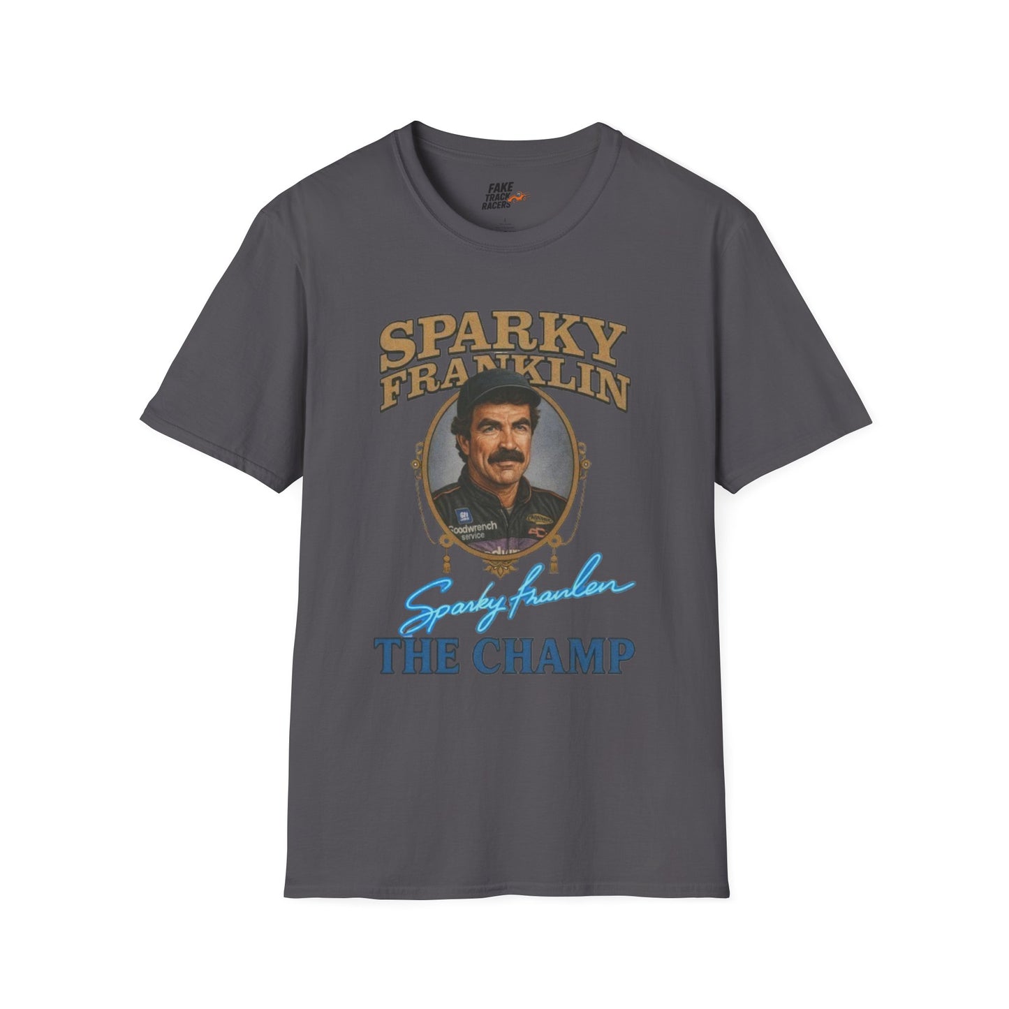 Vintage Style 90s Racing Tee Shirt SPARKY FRANKLIN OCTAVOLINE Fake Track Racers