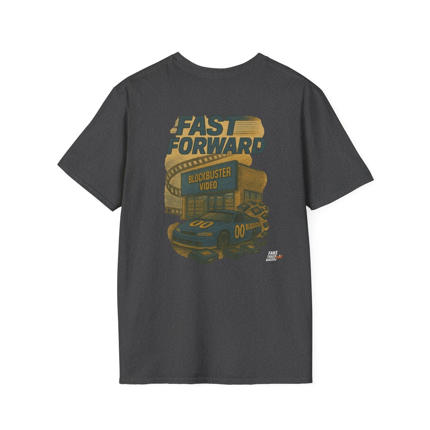 Vintage Style 90s Racing Tee Shirt DARRELL CROSBY Blockbuster Fake Track Racers