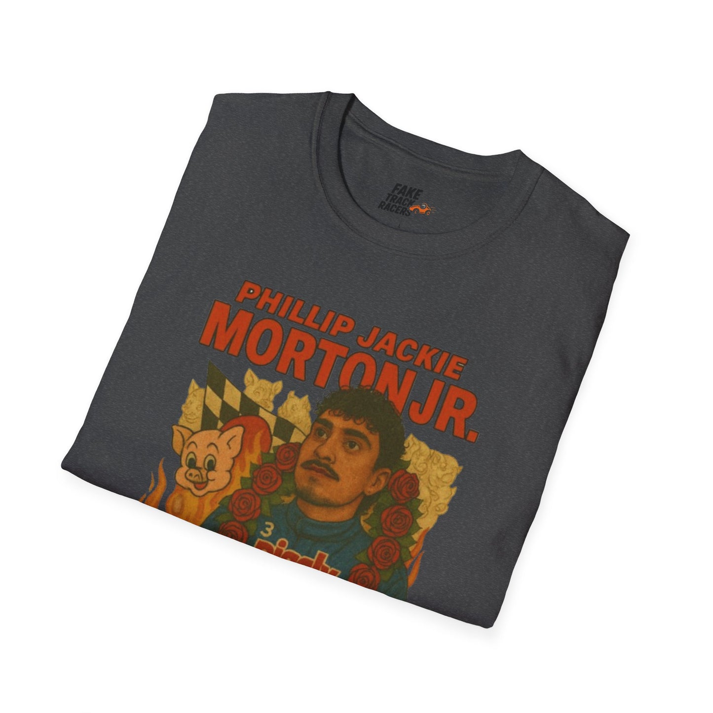 Vintage Style 90s Racing Tee Shirt PHILLIP JACKIE MORTON JR PW Fake Track Racers