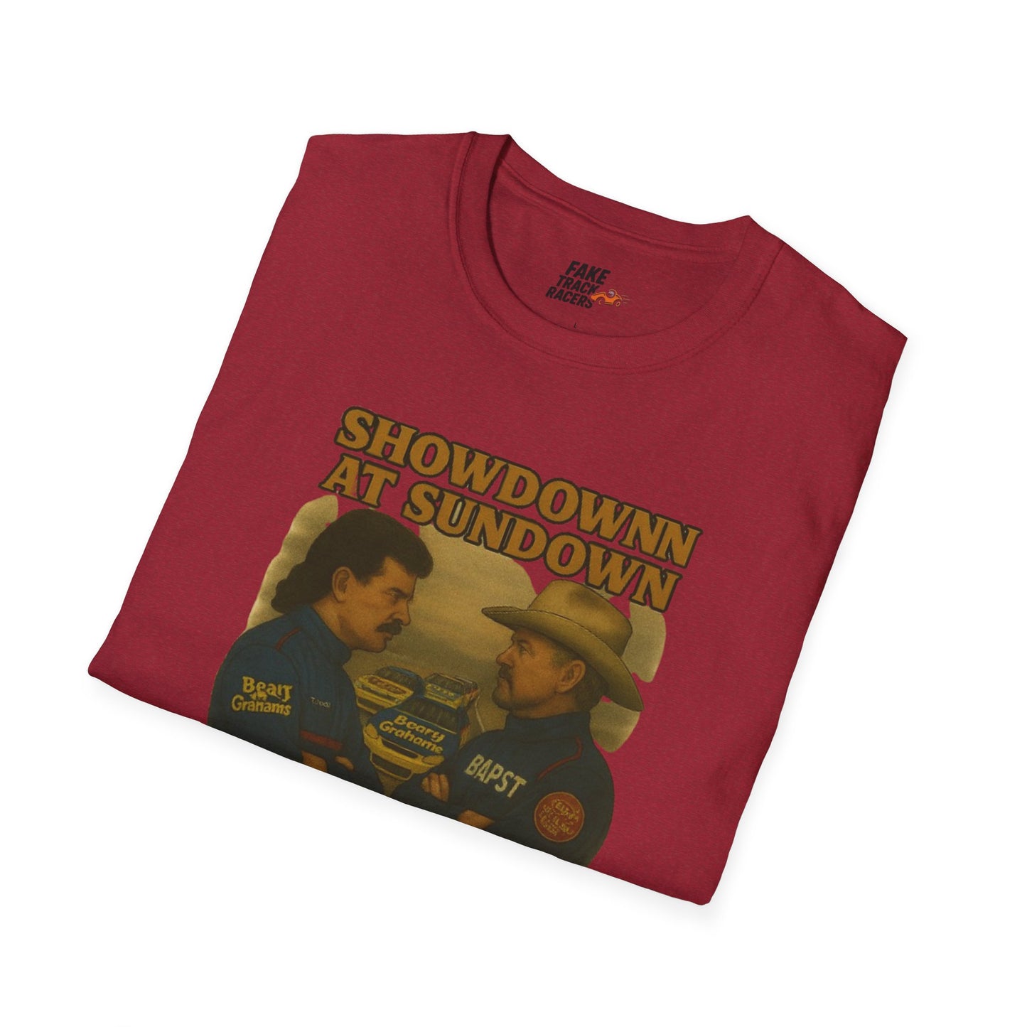 Vintage Style 90s Racing Tee Shirt SHOWDOWN AT SUNDOWN Fake Track Racers