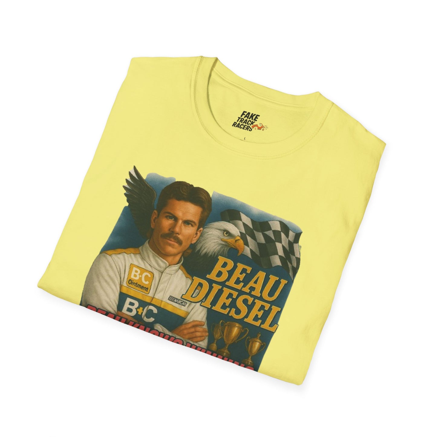 Vintage Style 90s Racing Tee Shirt BEAU DIESEL BC Fake Track Racers