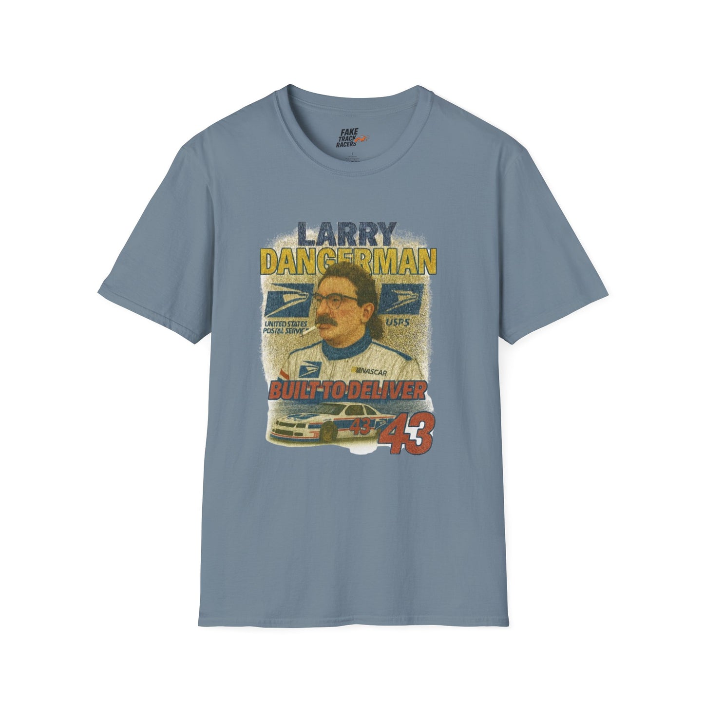 Vintage Style 90s Racing Tee Shirt LARRY DANGERMAN Deliver Shirt Fake Track Racers