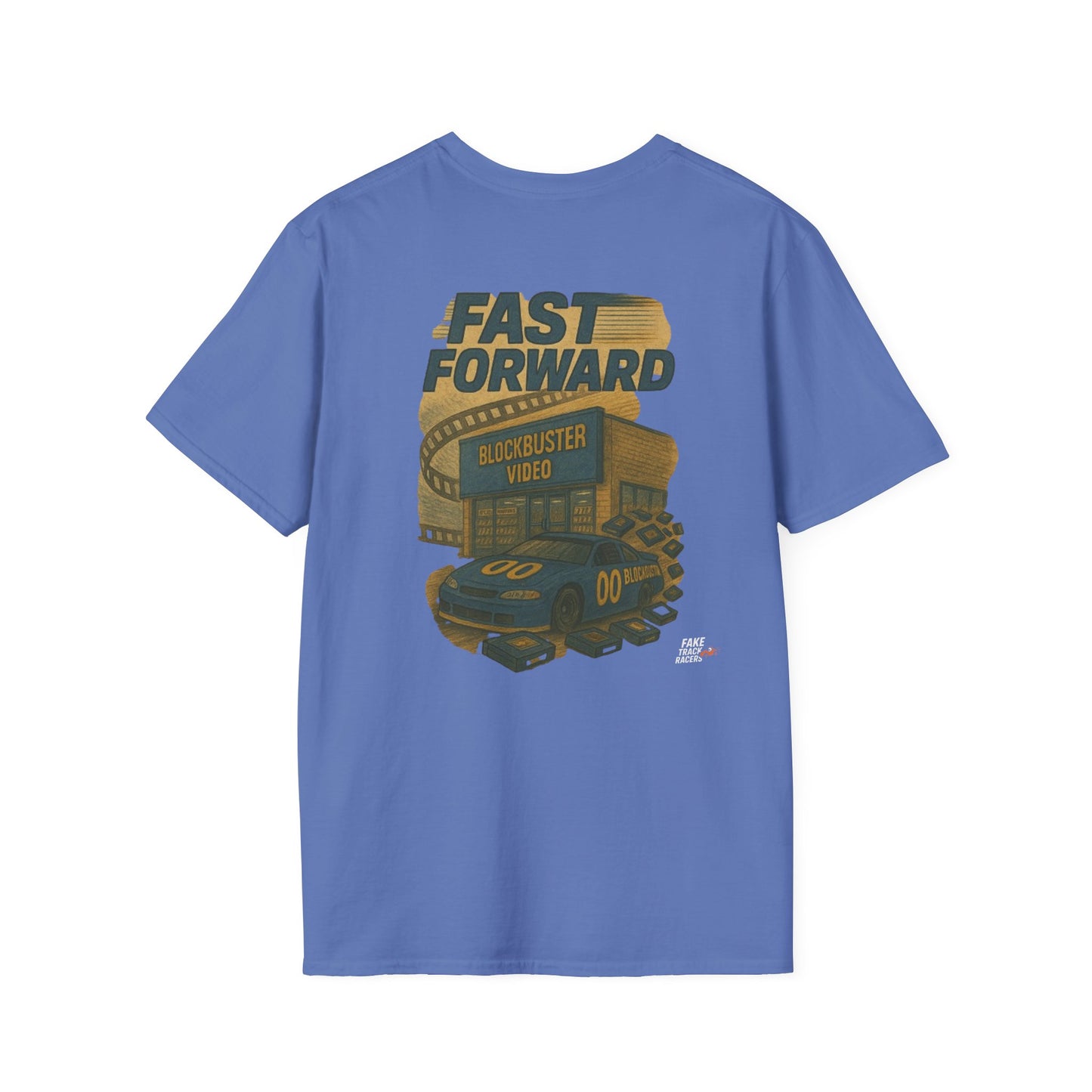 Vintage Style 90s Racing Tee Shirt DARRELL CROSBY Blockbuster Fake Track Racers