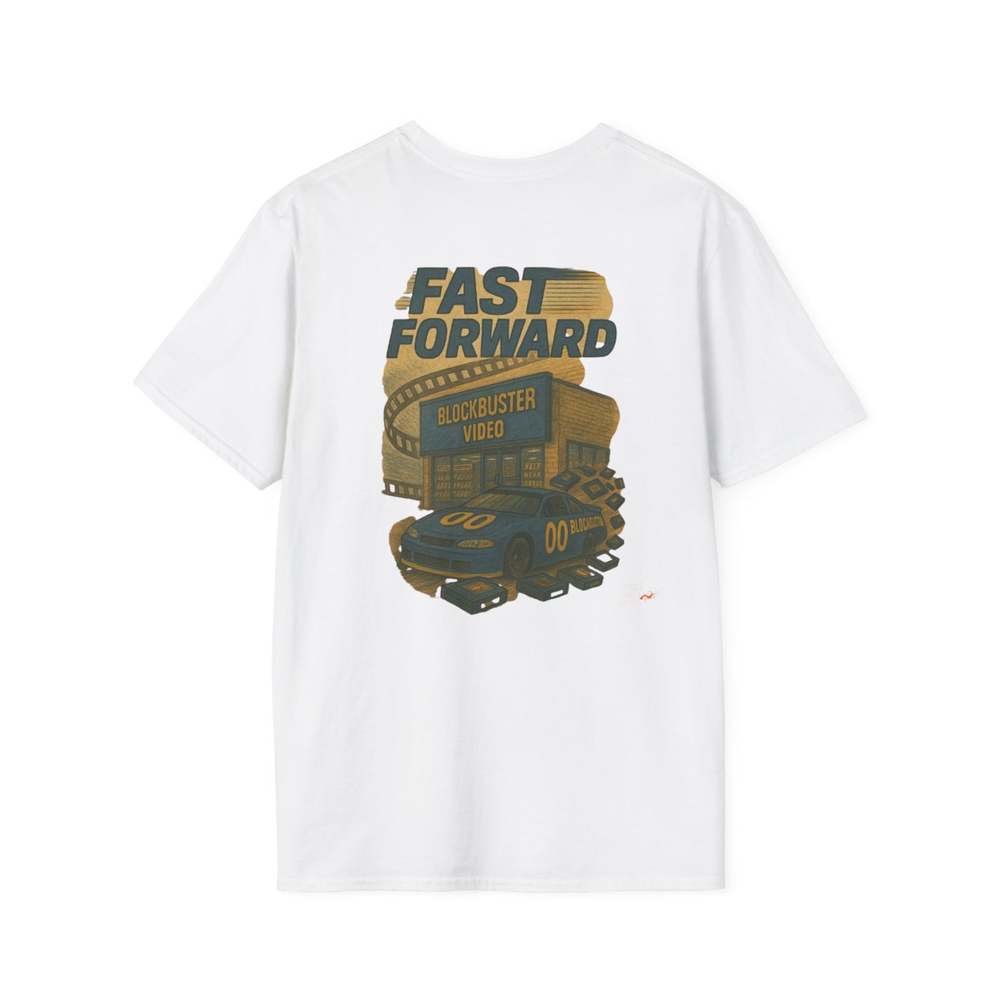 Vintage Style 90s Racing Tee Shirt DARRELL CROSBY Blockbuster Fake Track Racers