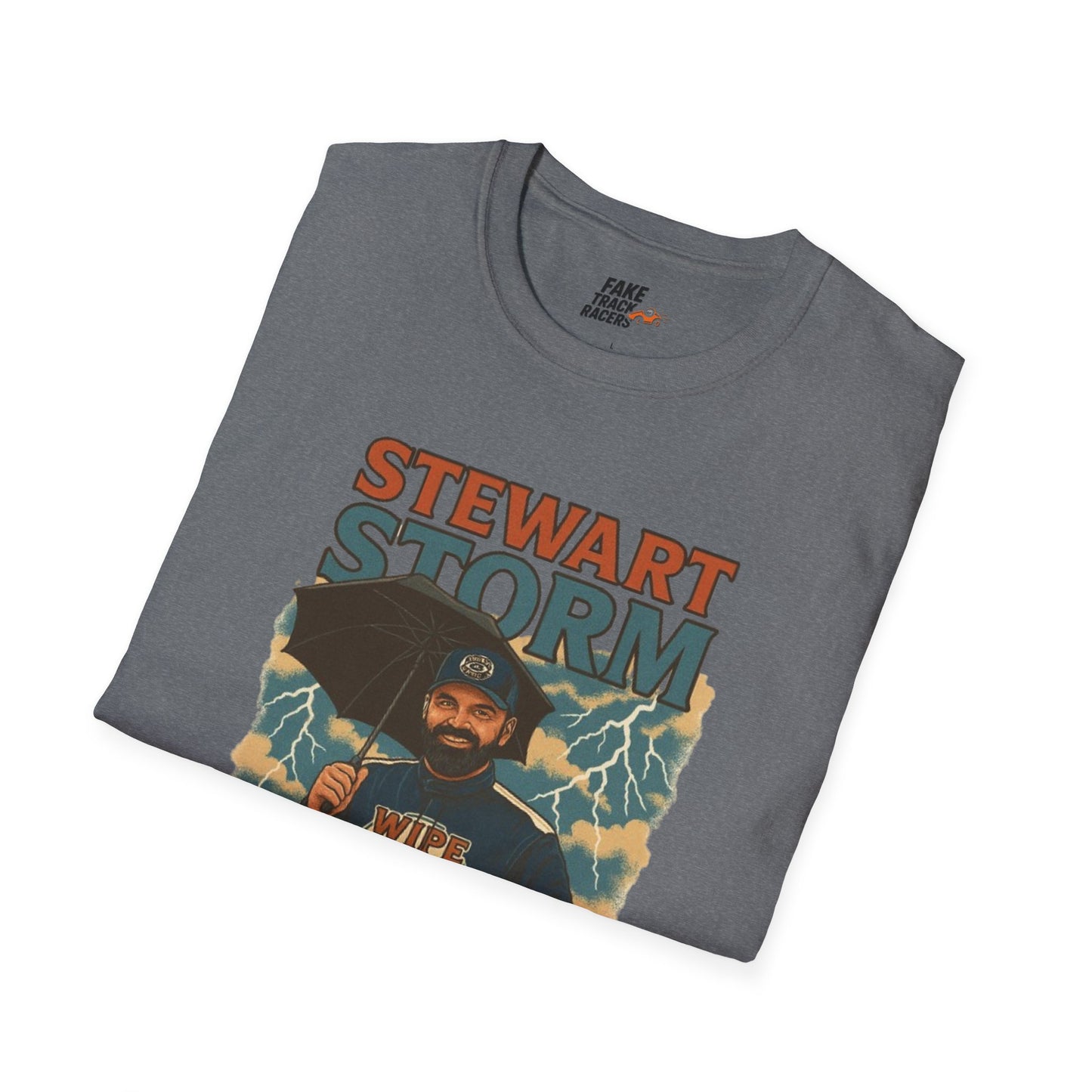 Vintage Style 90s Racing Tee Shirt STEWART STORM Wipe Boss Fake Track Racers