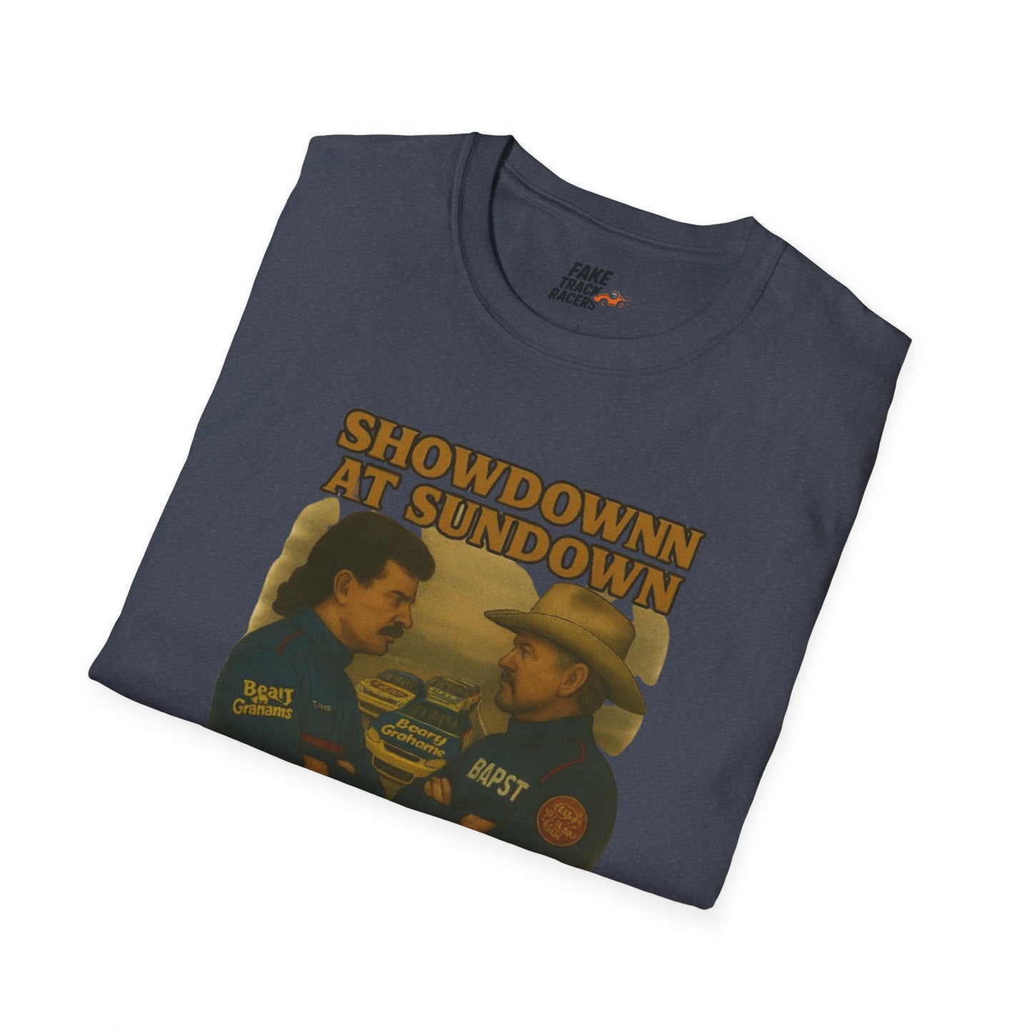 Vintage Style 90s Racing Tee Shirt SHOWDOWN AT SUNDOWN Fake Track Racers