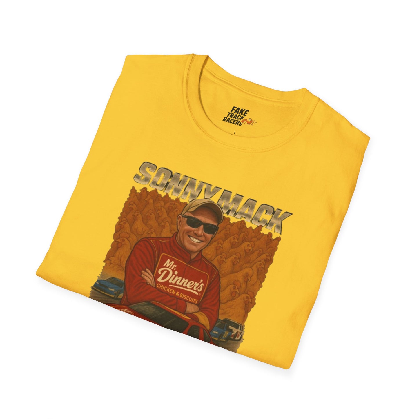 Vintage Style 90s Racing Tee Shirt SONNY MACK Mr Dinners Fake Track Racers