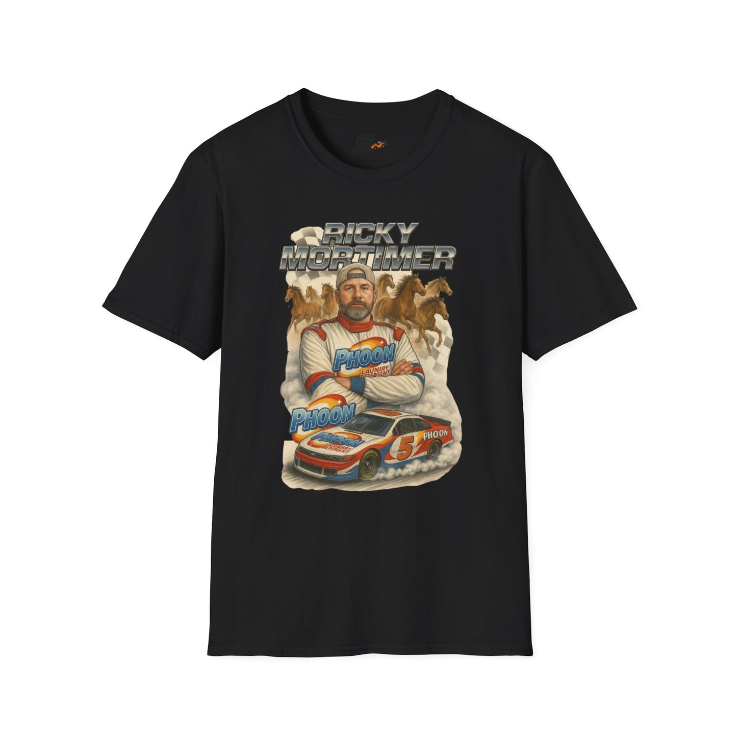 Vintage Style 90s Racing Tee Shirt RICKY MORTIMER PHOON Fake Track Racers