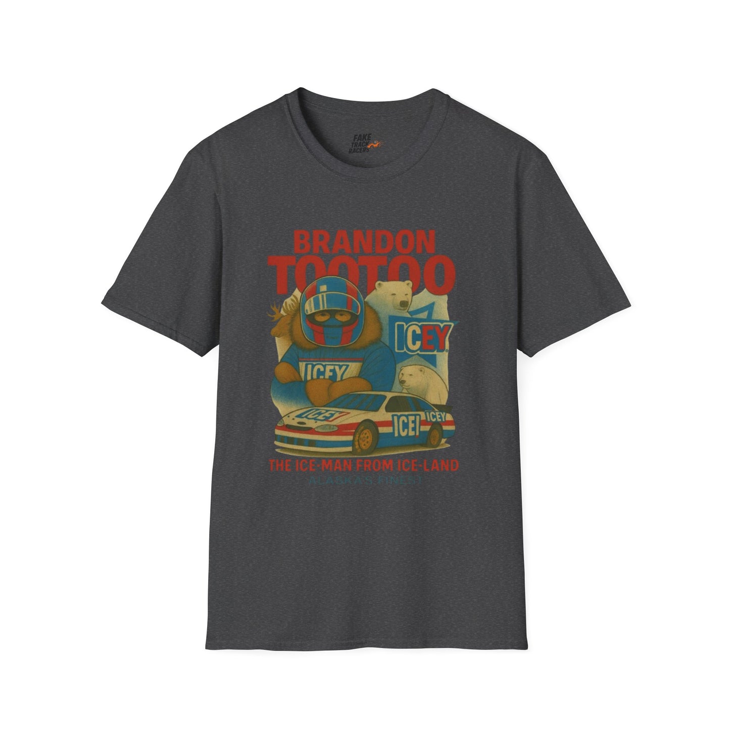 Vintage Style 90s Racing Tee Shirt BRANDON TOOTOO Alaska Fake Track Racers