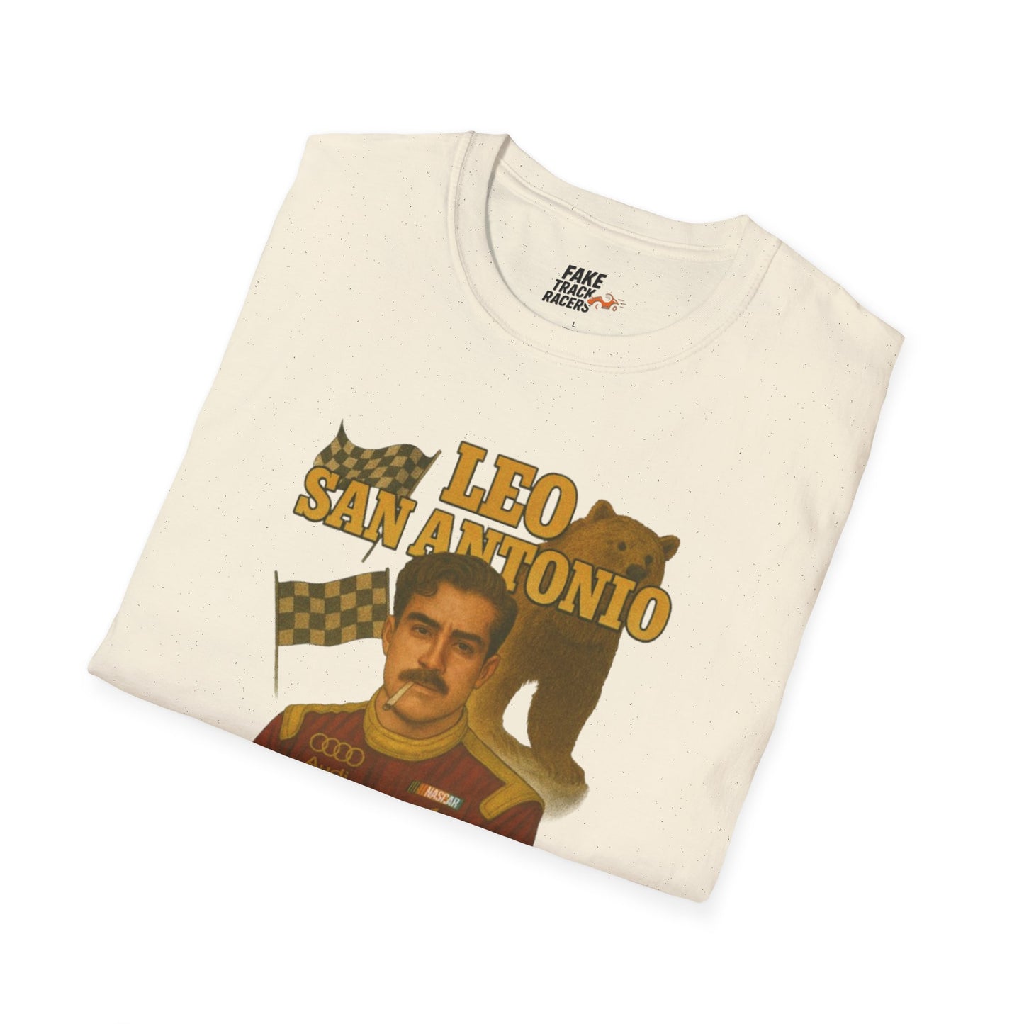 Vintage Style 90s Racing Tee Shirt LEO SAN ANTONIO Grizzly Shirt Fake Track Racers