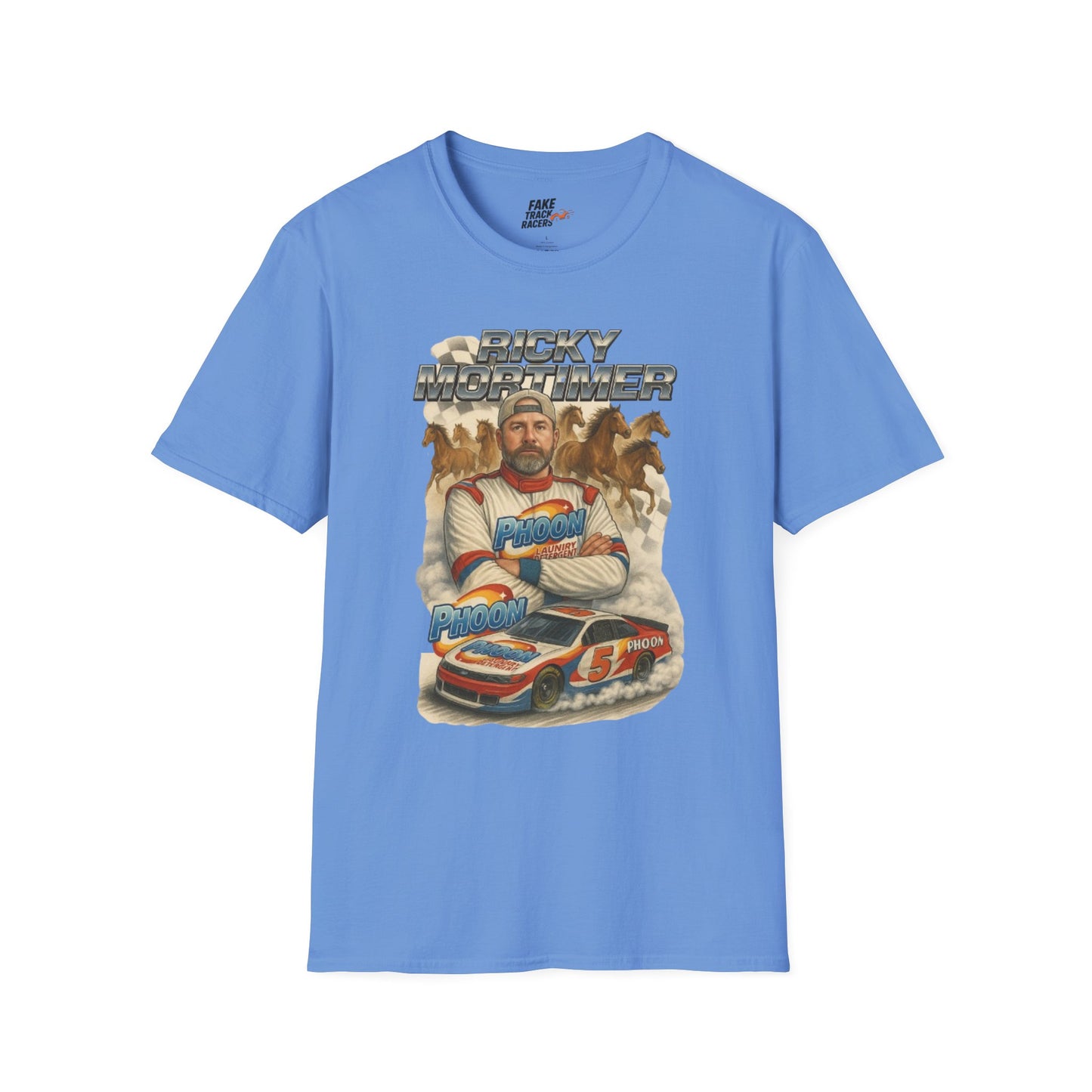 Vintage Style 90s Racing Tee Shirt RICKY MORTIMER PHOON Fake Track Racers
