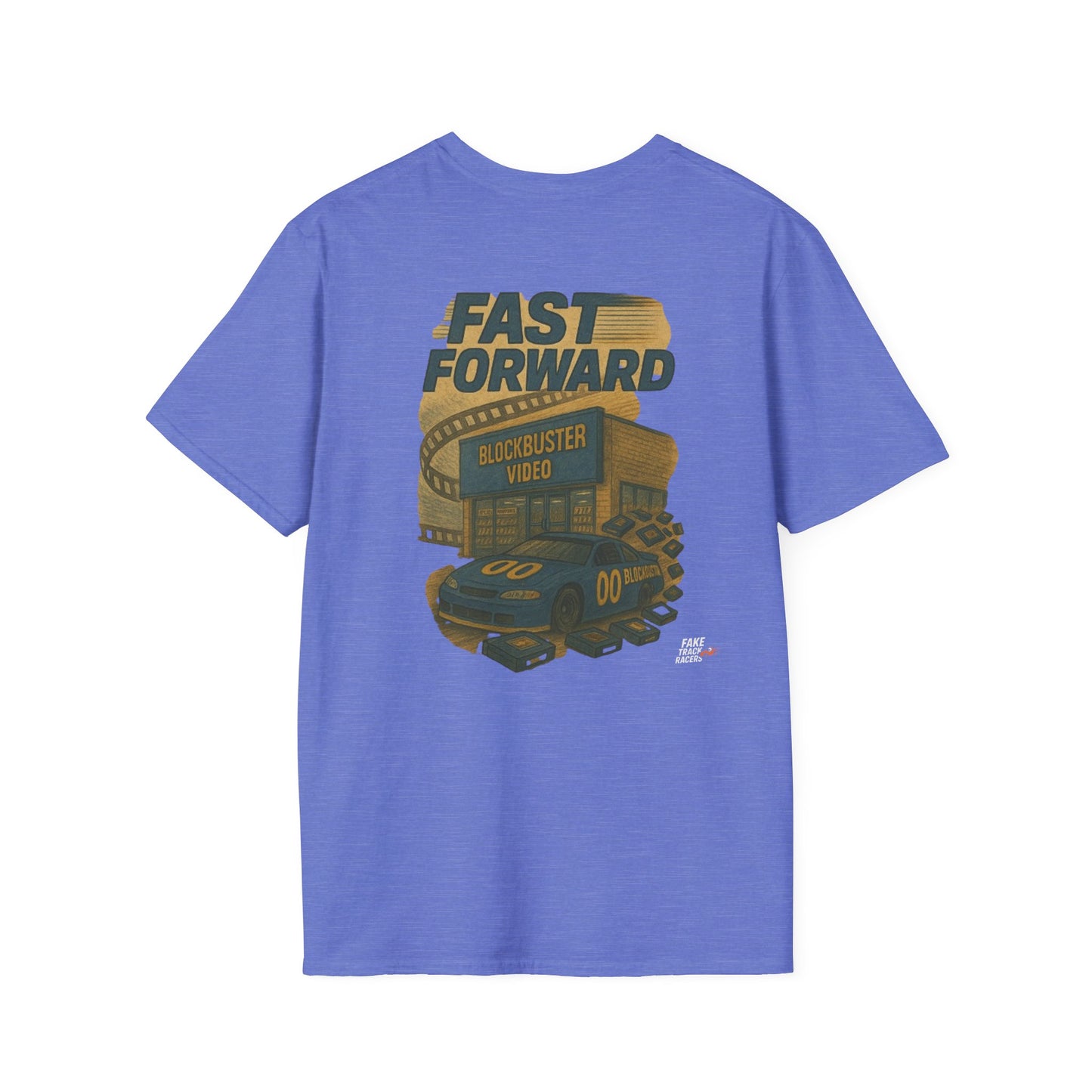 Vintage Style 90s Racing Tee Shirt DARRELL CROSBY Blockbuster Fake Track Racers