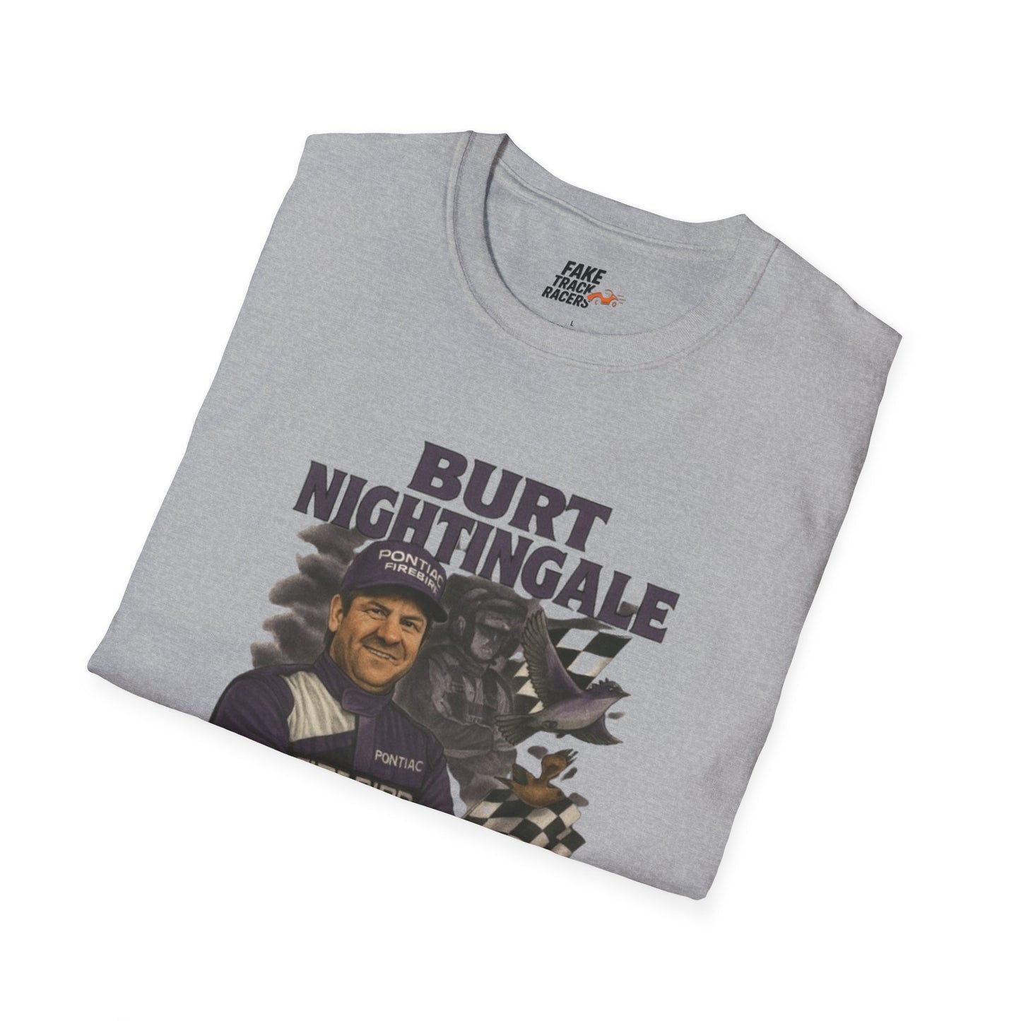 Vintage Style 90s Racing Tee Shirt BURT NIGHTINGALE Song Bird Fake Track Racers