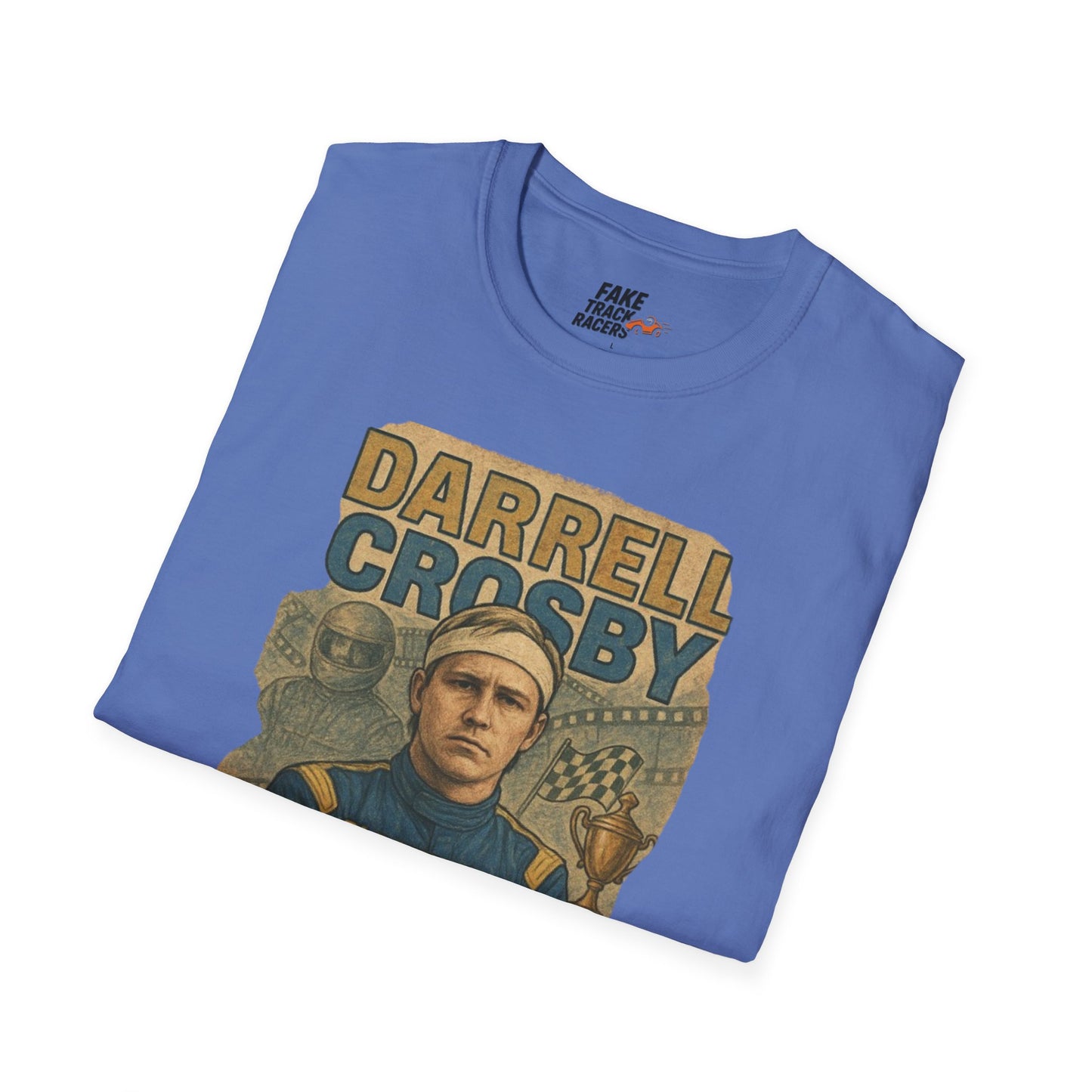 Vintage Style 90s Racing Tee Shirt DARRELL CROSBY Blockbuster Fake Track Racers