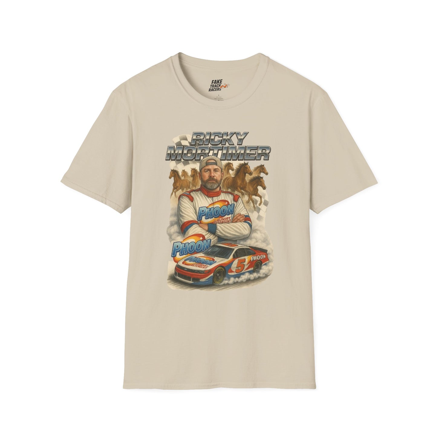 Vintage Style 90s Racing Tee Shirt RICKY MORTIMER PHOON Fake Track Racers