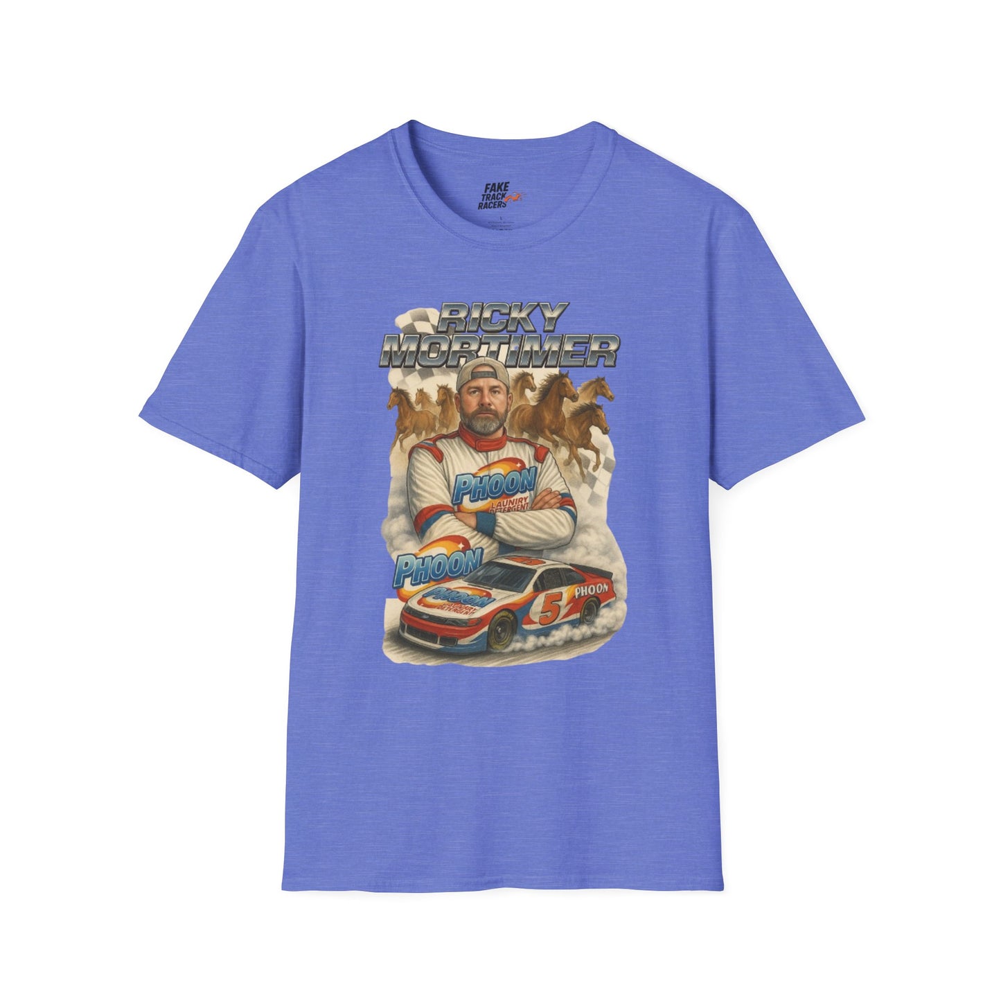 Vintage Style 90s Racing Tee Shirt RICKY MORTIMER PHOON Fake Track Racers