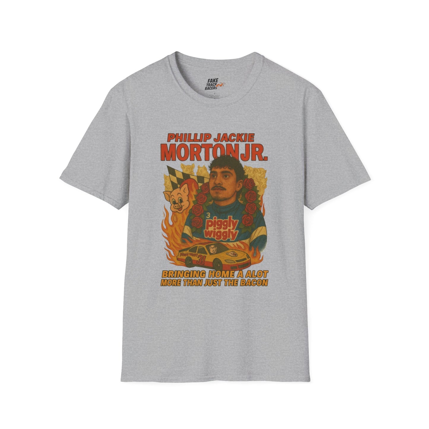 Vintage Style 90s Racing Tee Shirt PHILLIP JACKIE MORTON JR PW Fake Track Racers