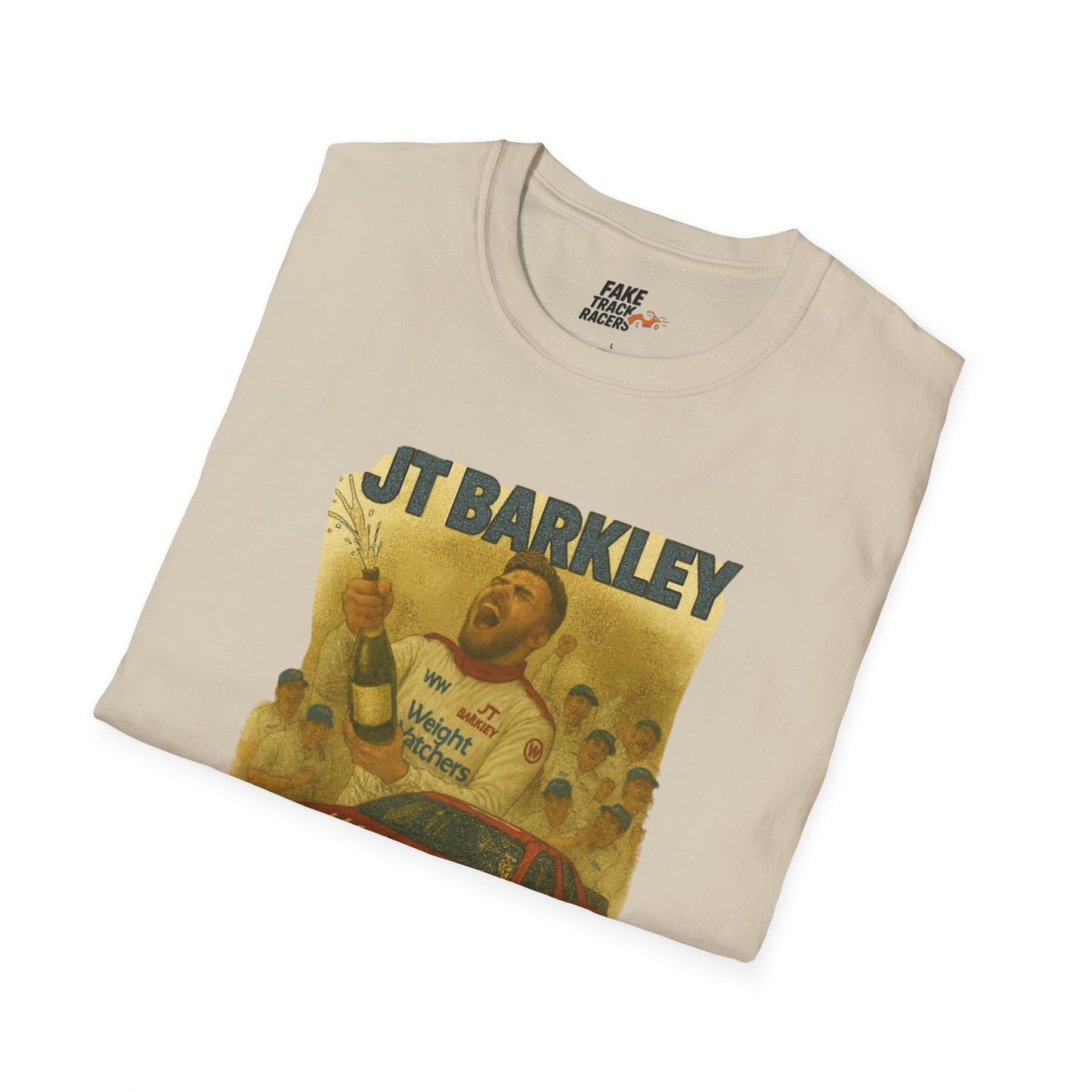 Vintage Style 90s Racing Tee Shirt JT BARKLEY Champion Shirt Fake Track Racers