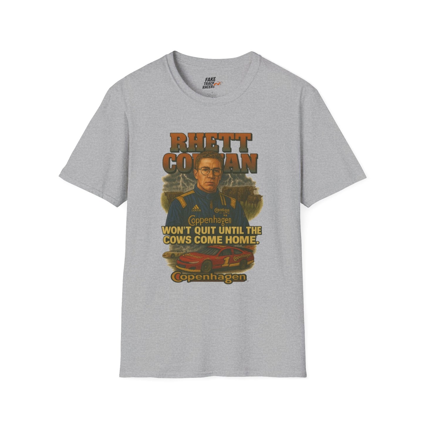 Vintage 90s Racing Tee Shirt RHETT COWAN, Fake Track Racing Shirt