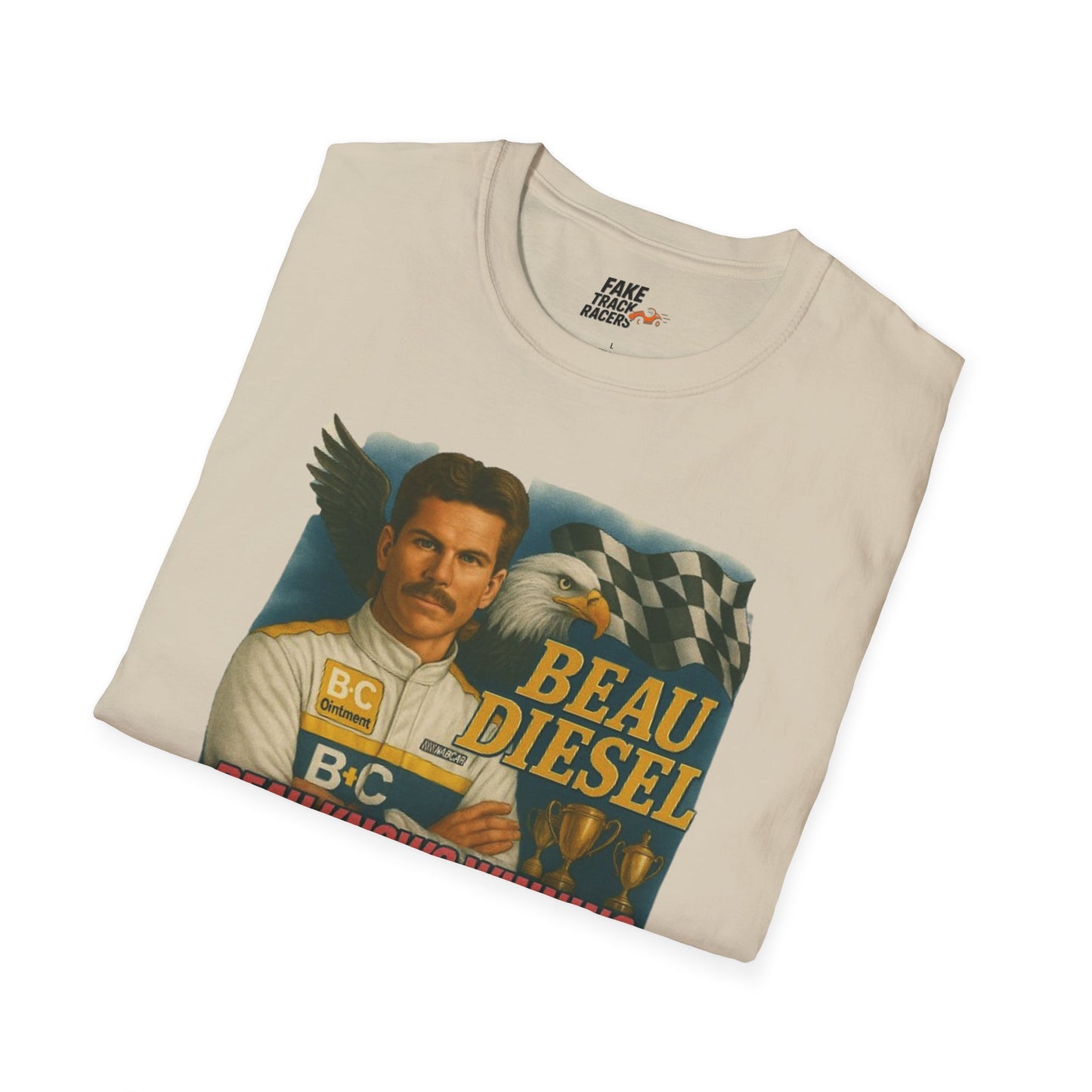 Vintage Style 90s Racing Tee Shirt BEAU DIESEL BC Fake Track Racers