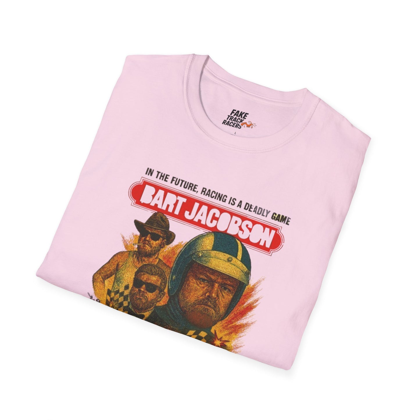 Vintage Style 90s Racing Tee Shirt BART JACOBSON Baddest Fake Track Racers