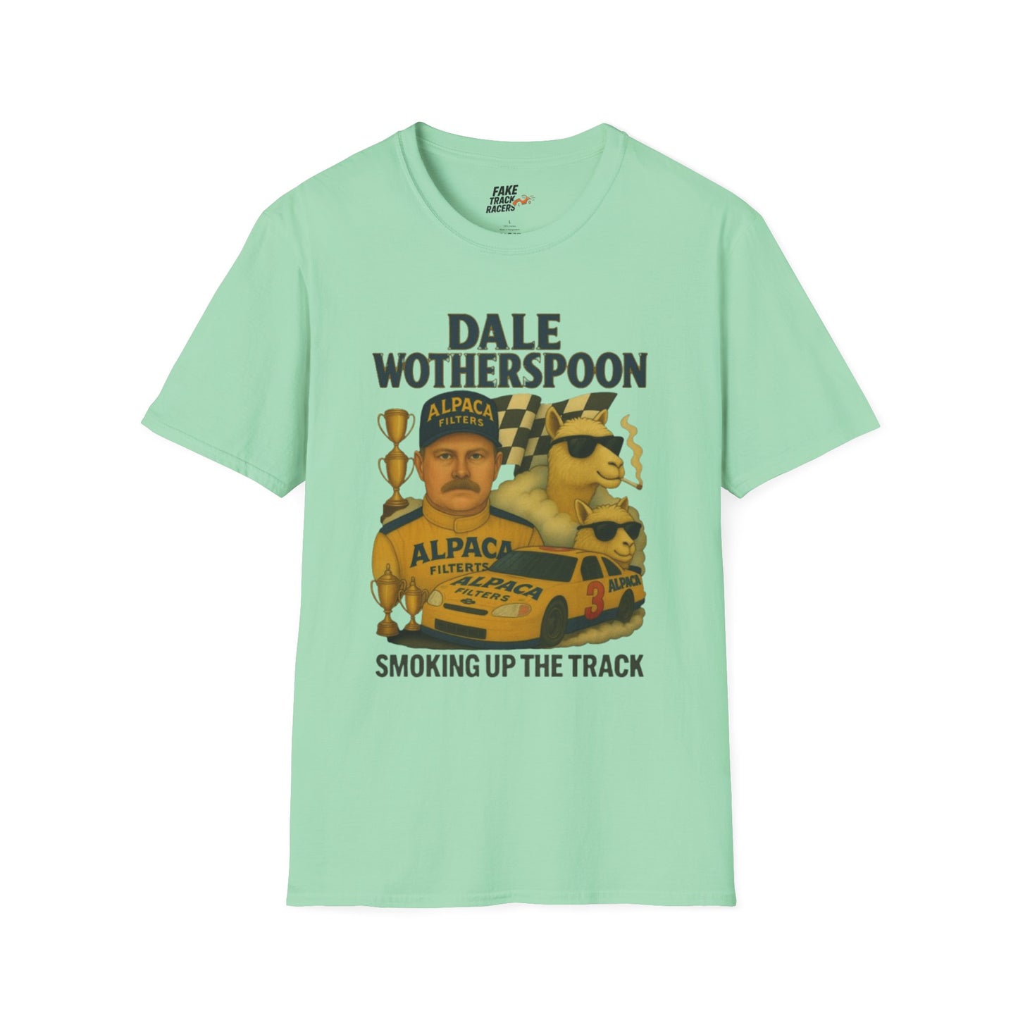 Vintage Style 90s Racing Tee Shirt DALE WOTHERSPOON Alpaca Fake Track Racers