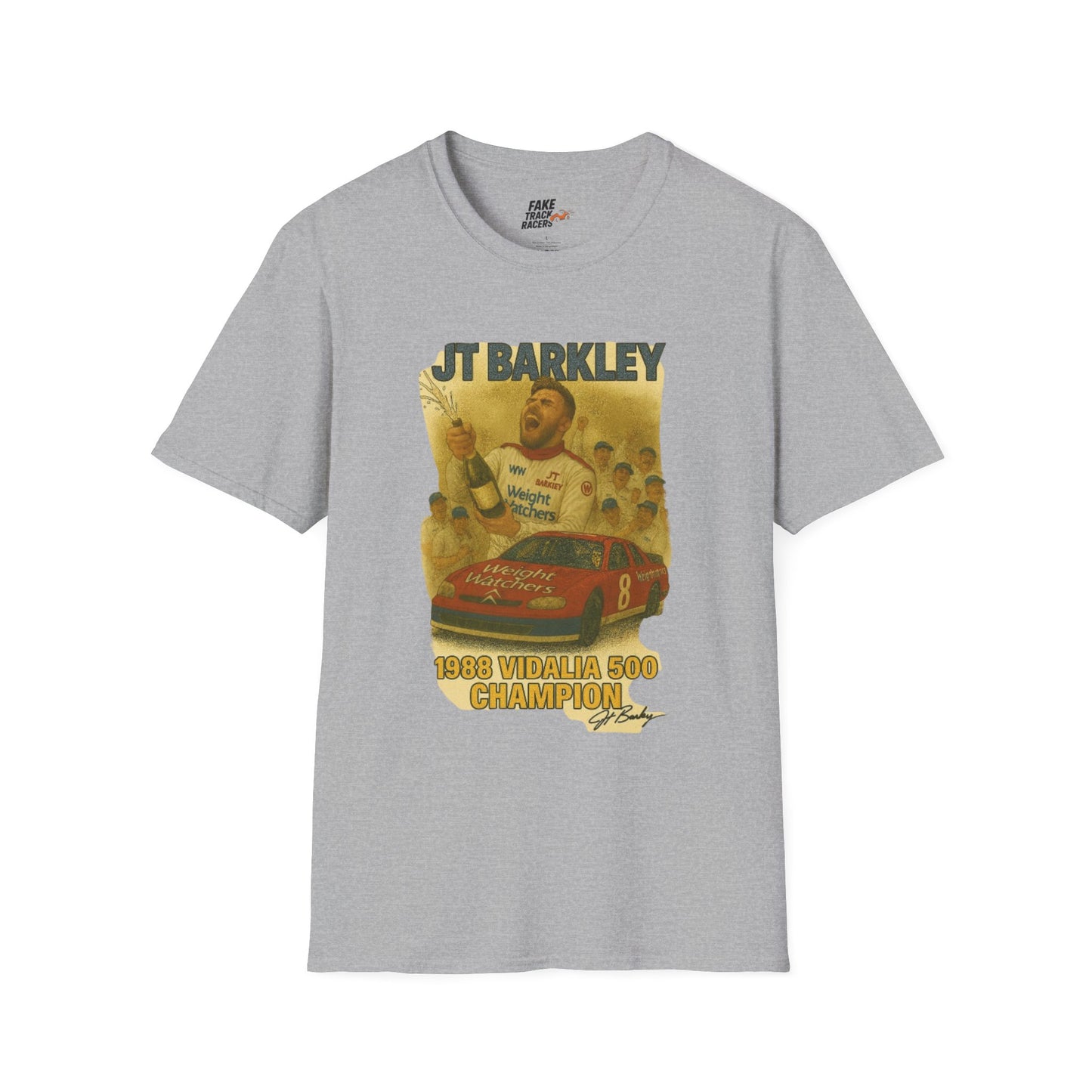 Vintage Style 90s Racing Tee Shirt JT BARKLEY Champion Shirt Fake Track Racers