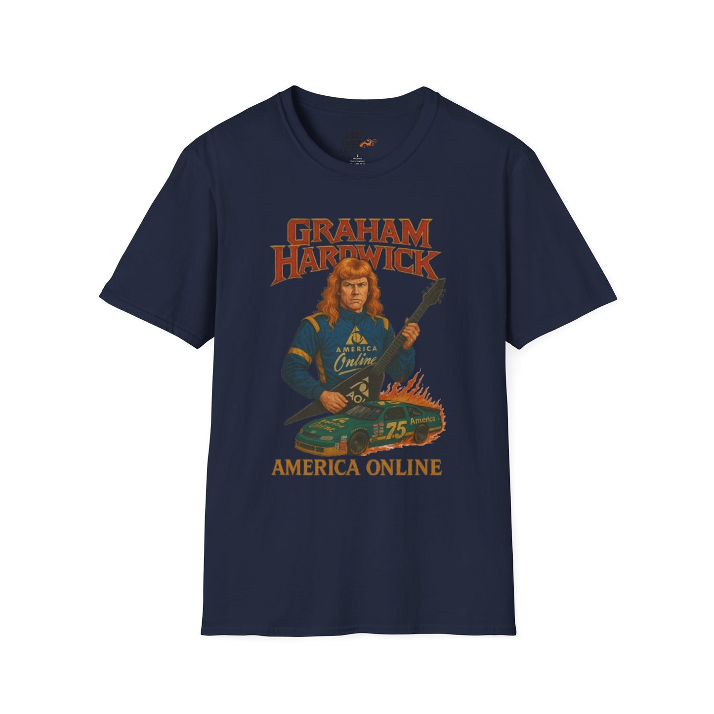 Vintage Style 90s Racing Tee Shirt GRAHAM HARDWICK AOL Fake Track Racers