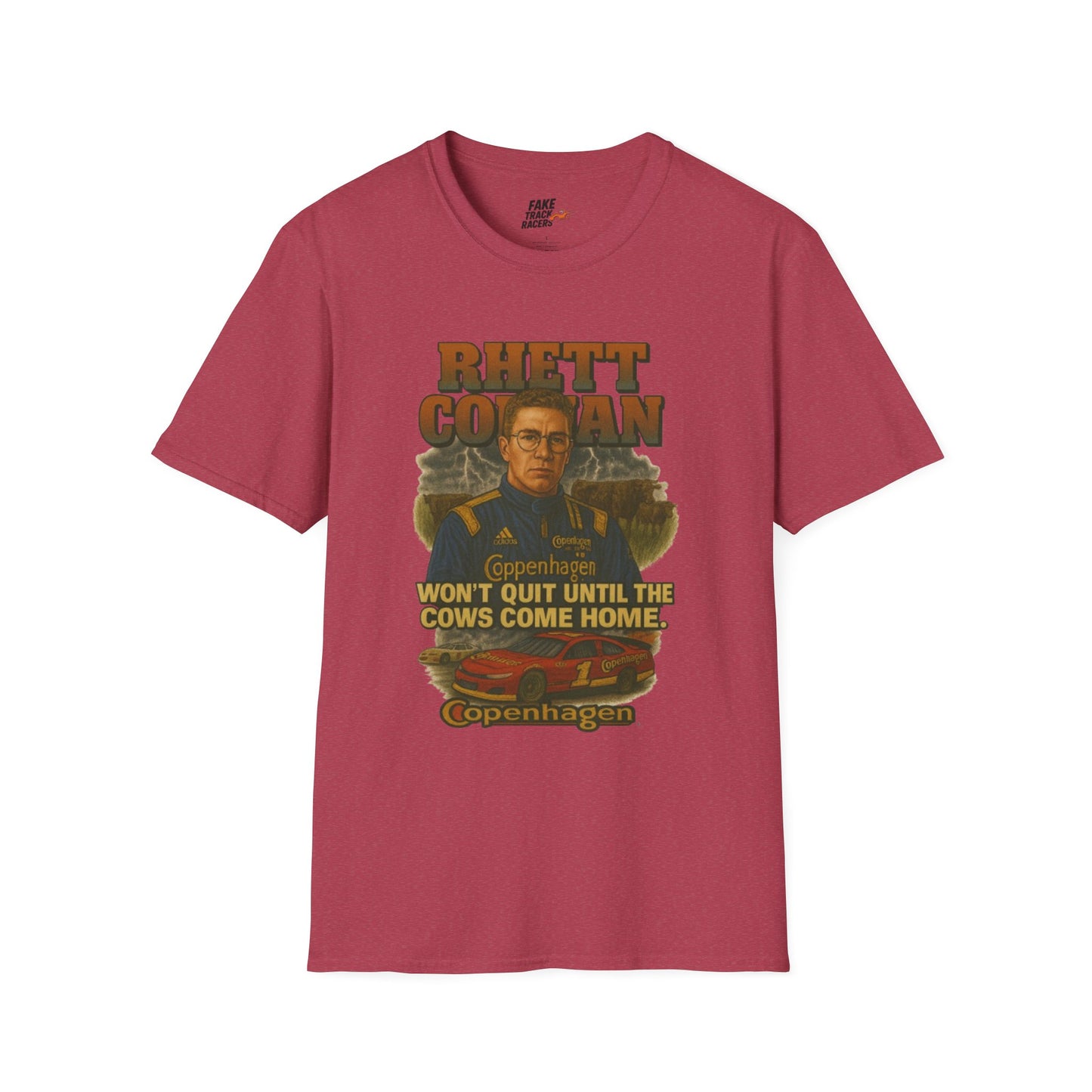 Vintage 90s Racing Tee Shirt RHETT COWAN, Fake Track Racing Shirt