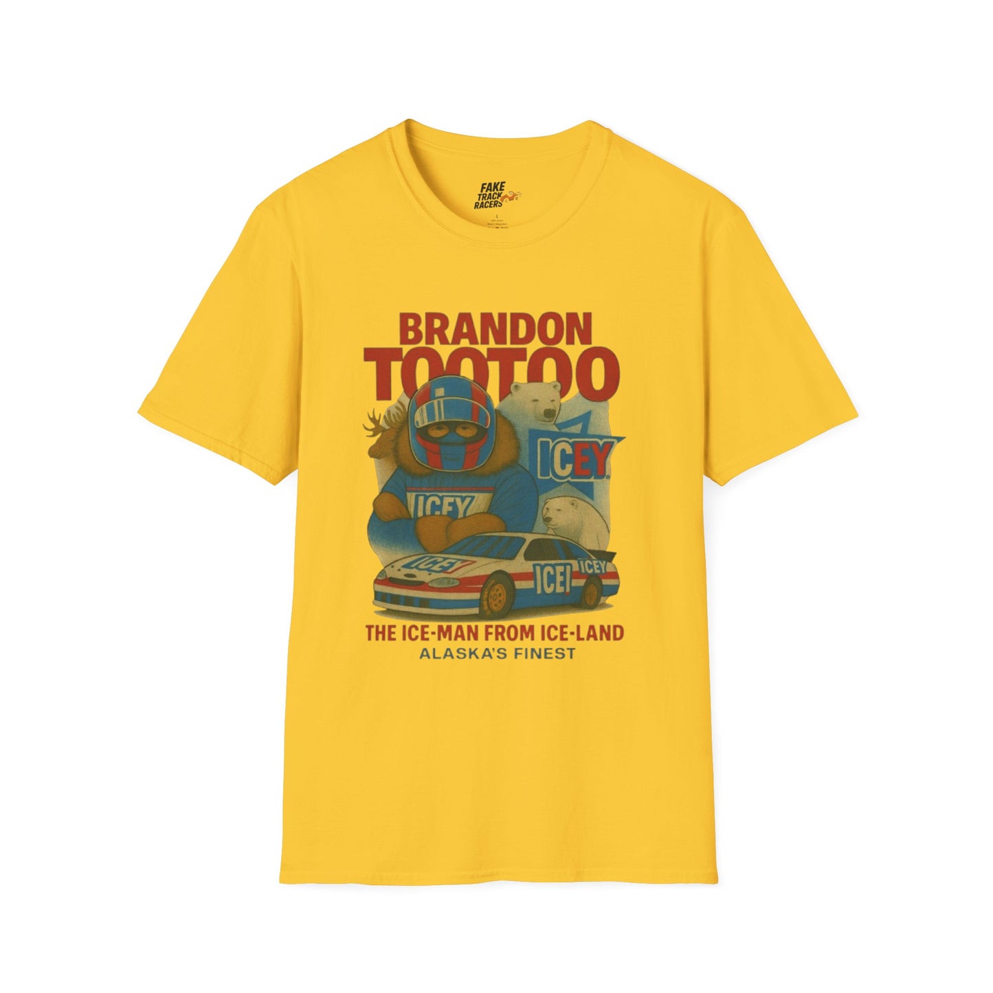 Vintage Style 90s Racing Tee Shirt BRANDON TOOTOO Alaska Fake Track Racers