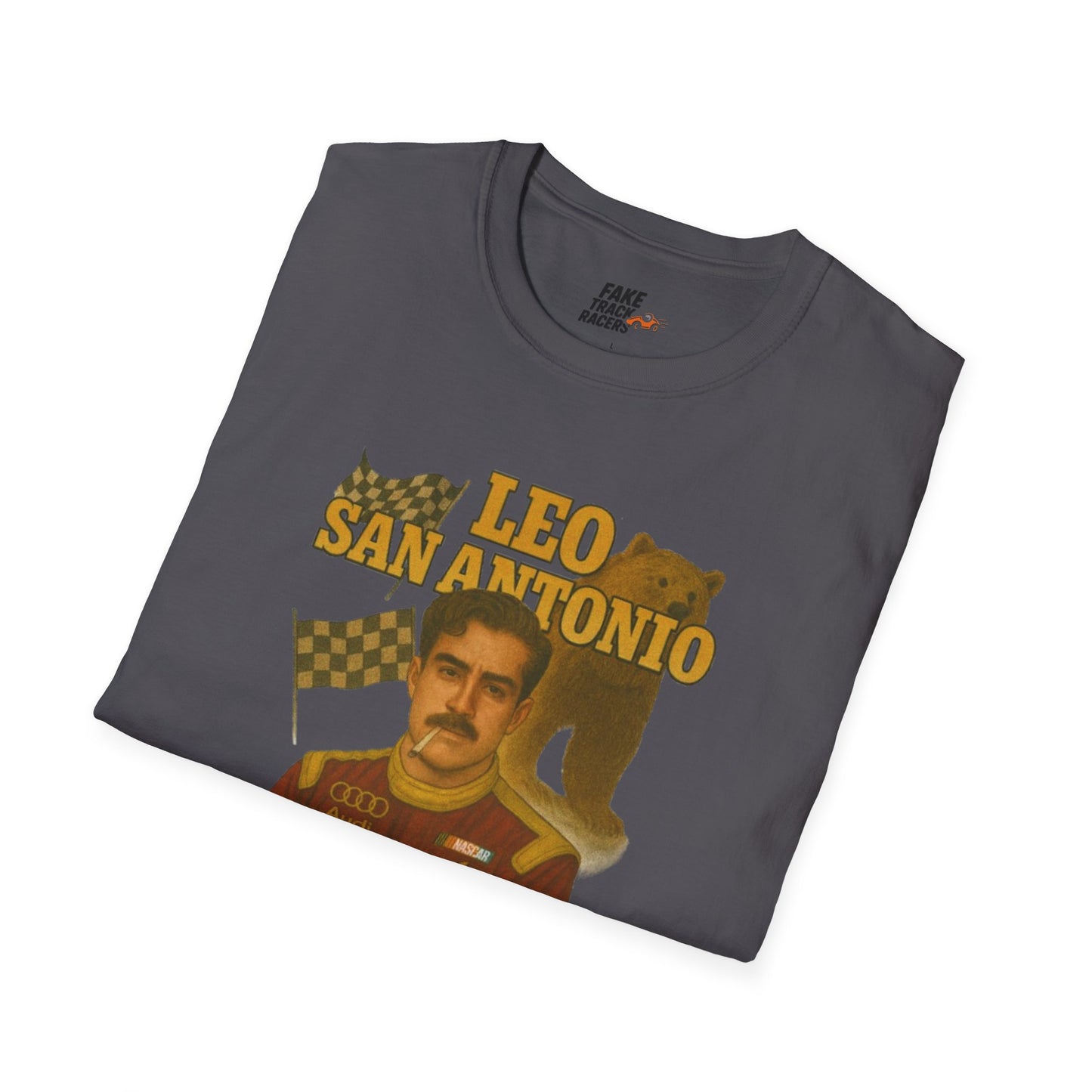 Vintage Style 90s Racing Tee Shirt LEO SAN ANTONIO Grizzly Shirt Fake Track Racers